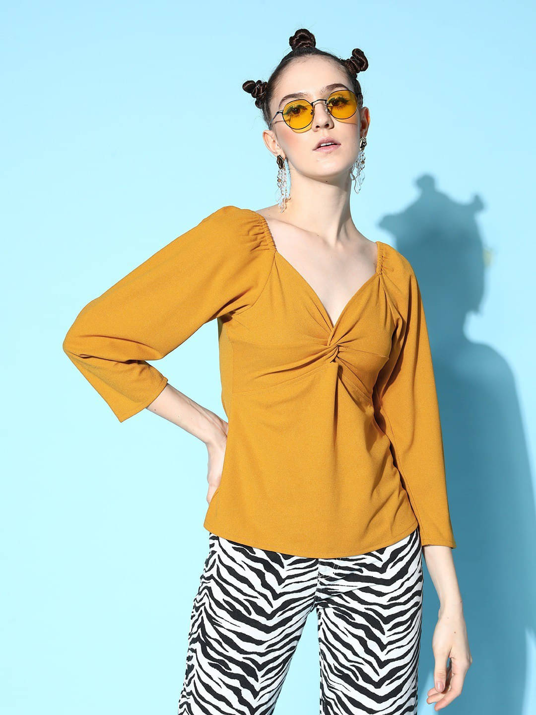 Sassafras Women's Polyester Regular Top ( Yellow ) Sassafras Women's Polyester Regular Top ( Yellow )