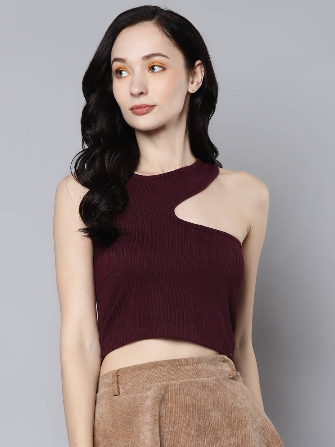 Sassafras Women's Viscose Rayon Crop Top ( Maroon ) Sassafras Women's Viscose Rayon Crop Top ( Maroon )