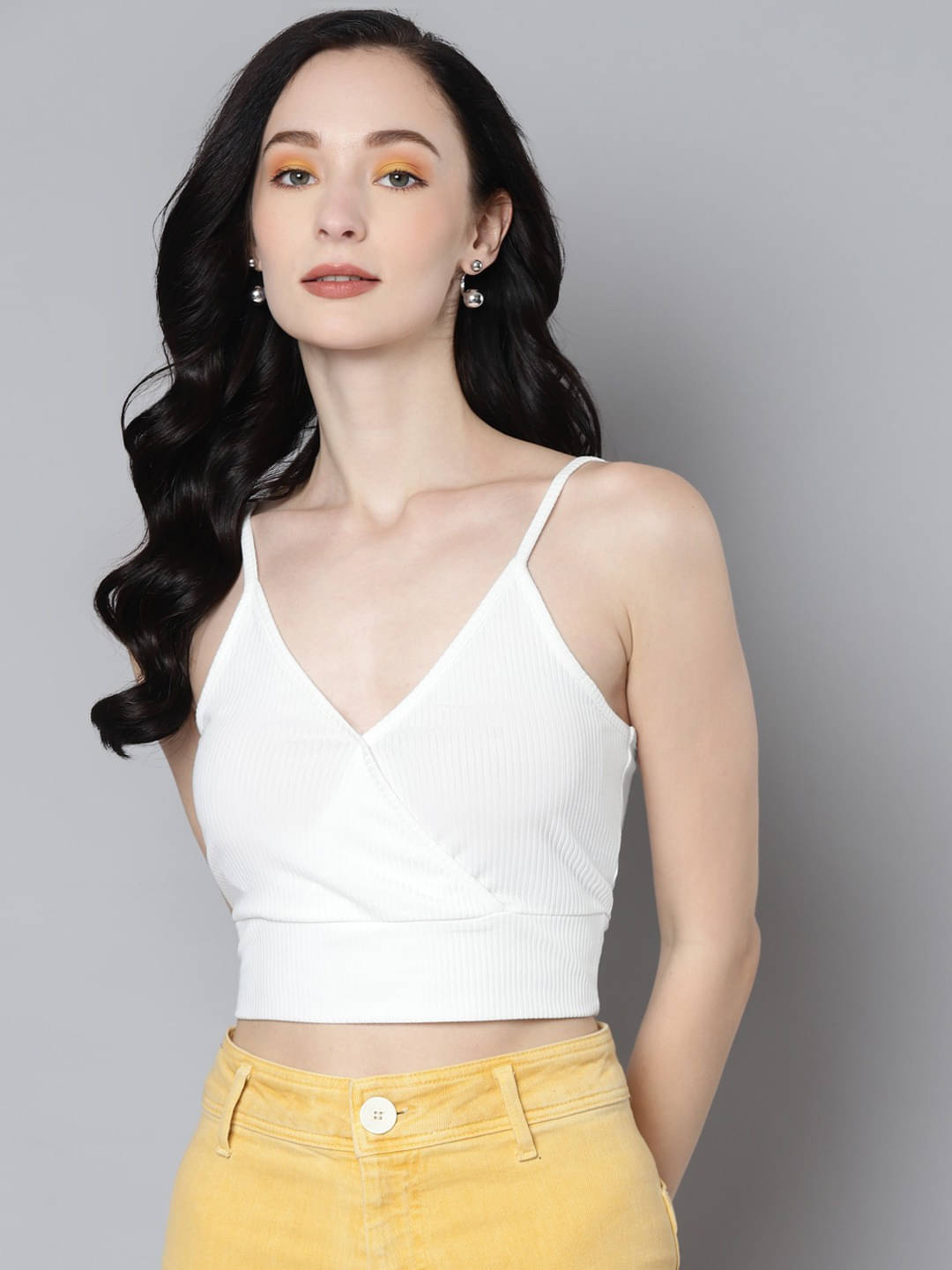 Sassafras Women's Viscose Rayon Crop Top ( White ) Sassafras Women's Viscose Rayon Crop Top ( White )