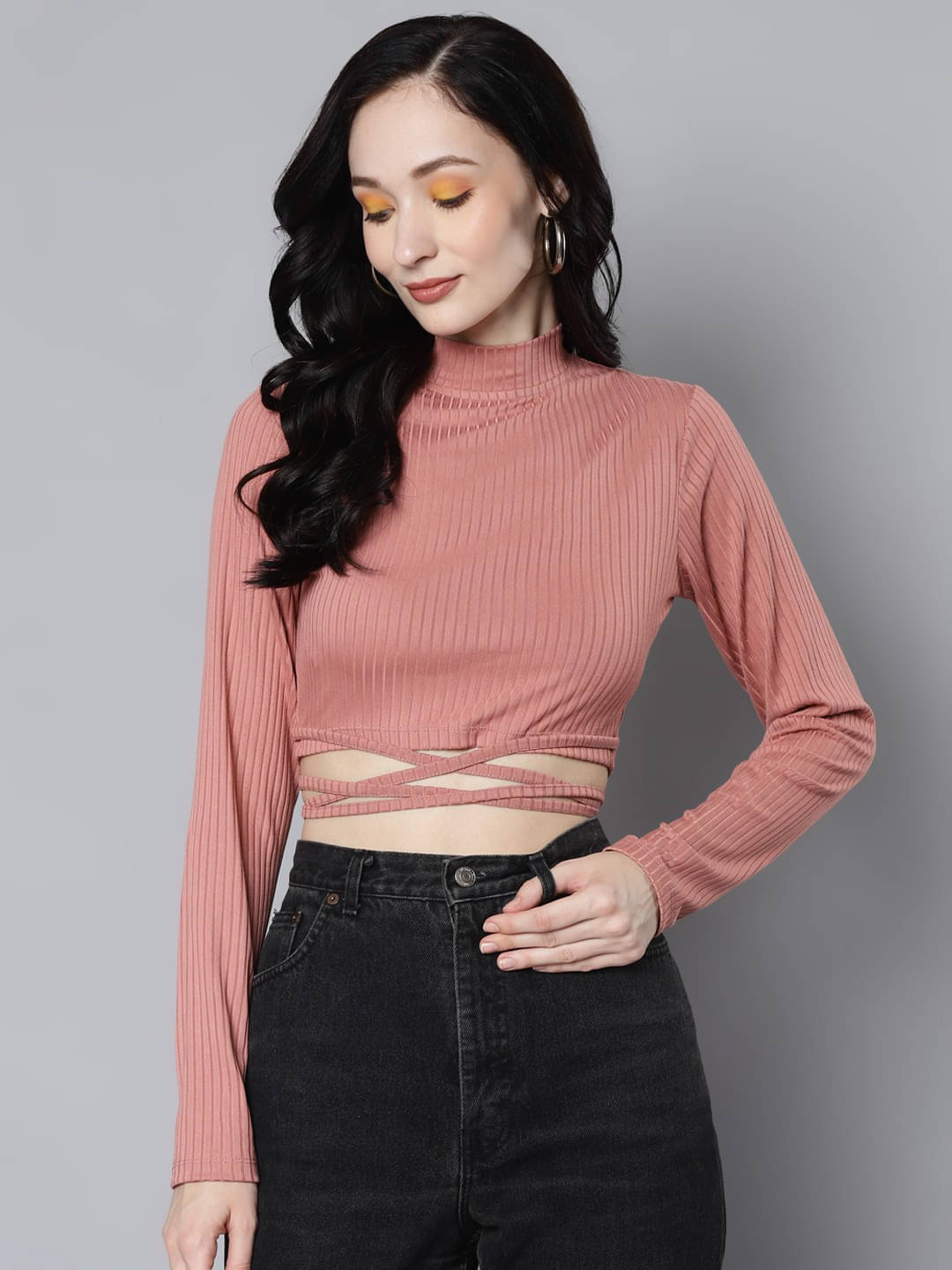 Sassafras Women's Viscose Rayon Crop Top ( Pink ) Sassafras Women's Viscose Rayon Crop Top ( Pink )