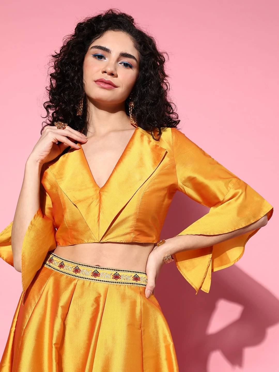     			Shae by SASSAFRAS Women's Polyester Crop Top ( Yellow )