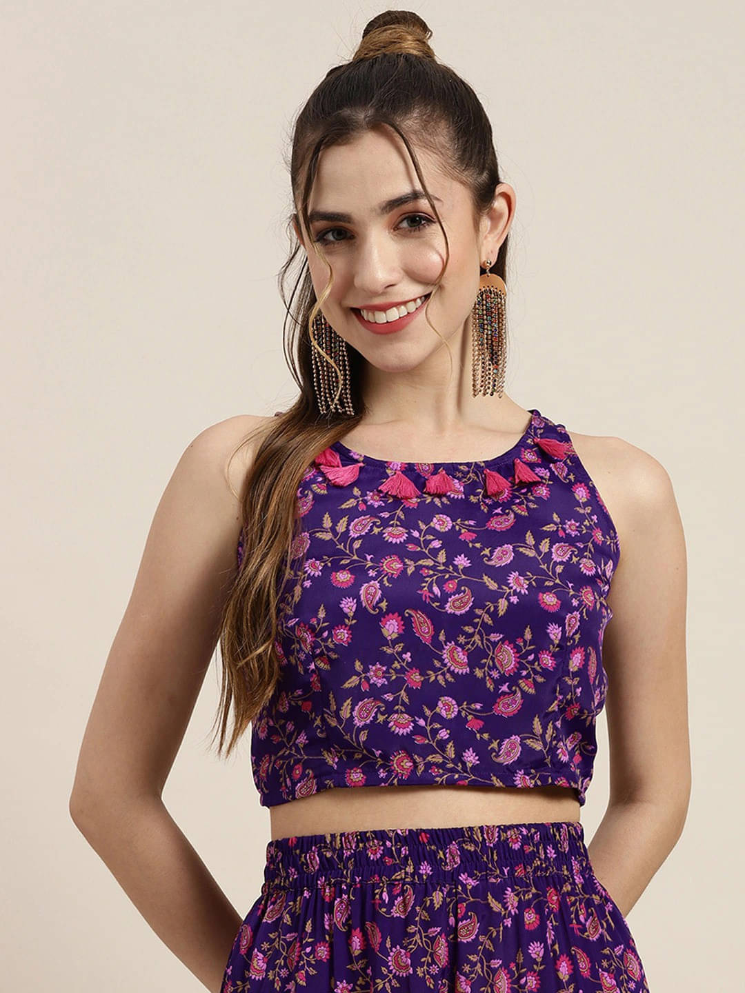 Shae by SASSAFRAS Women's Polyester Crop Top ( Purple ) Shae by SASSAFRAS Women's Polyester Crop Top ( Purple )