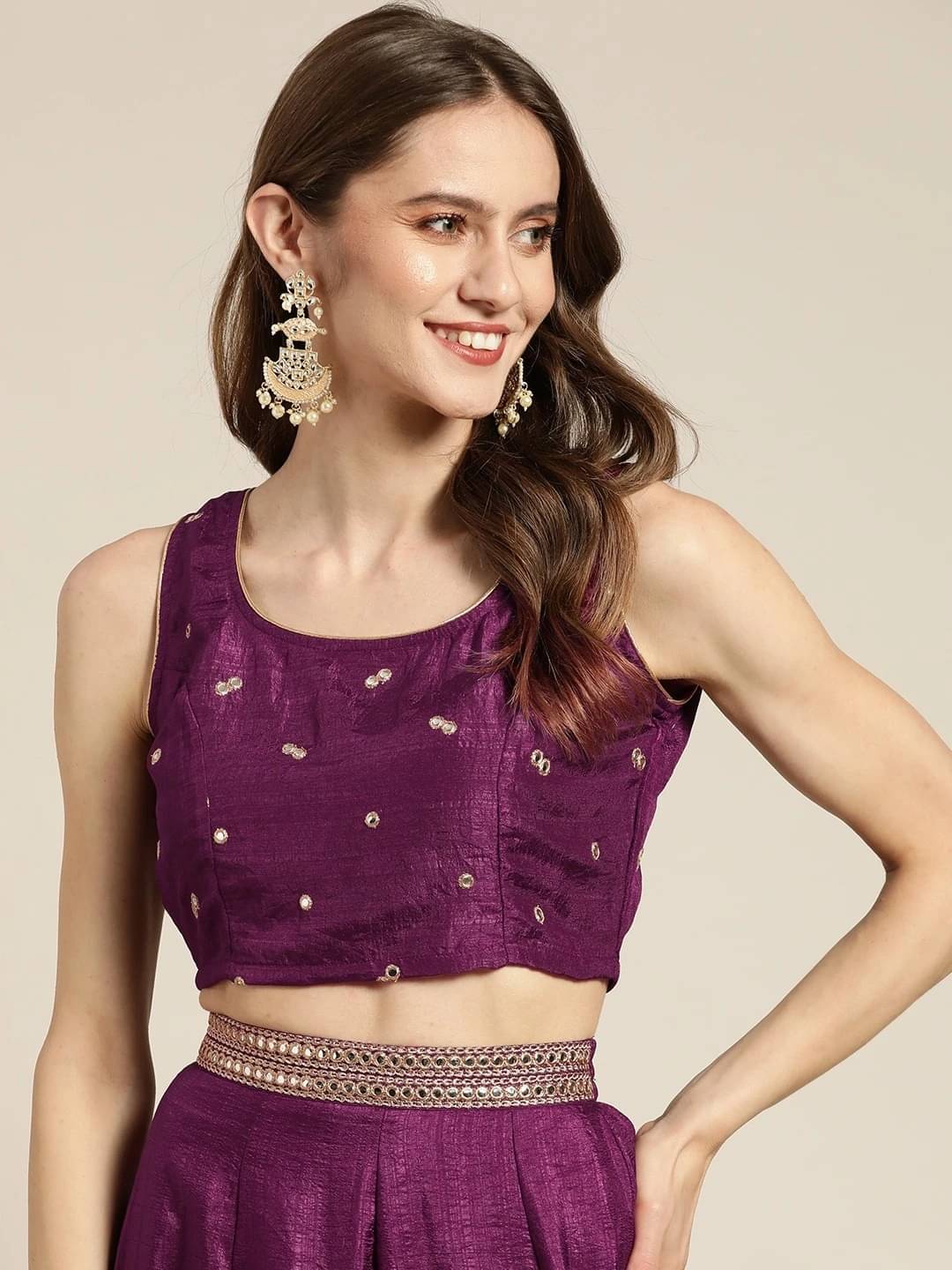     			Shae by SASSAFRAS Women's Silk Crop Top ( Maroon )