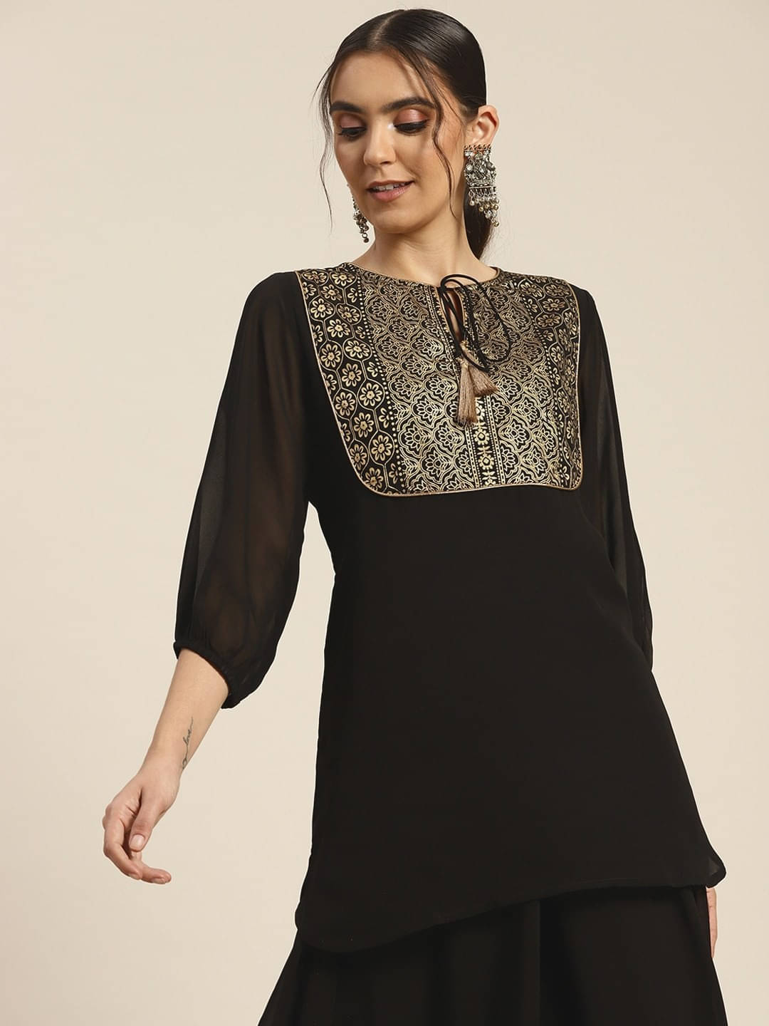 Shae by SASSAFRAS Women's Polyester Tunic ( Black ) Shae by SASSAFRAS Women's Polyester Tunic ( Black )