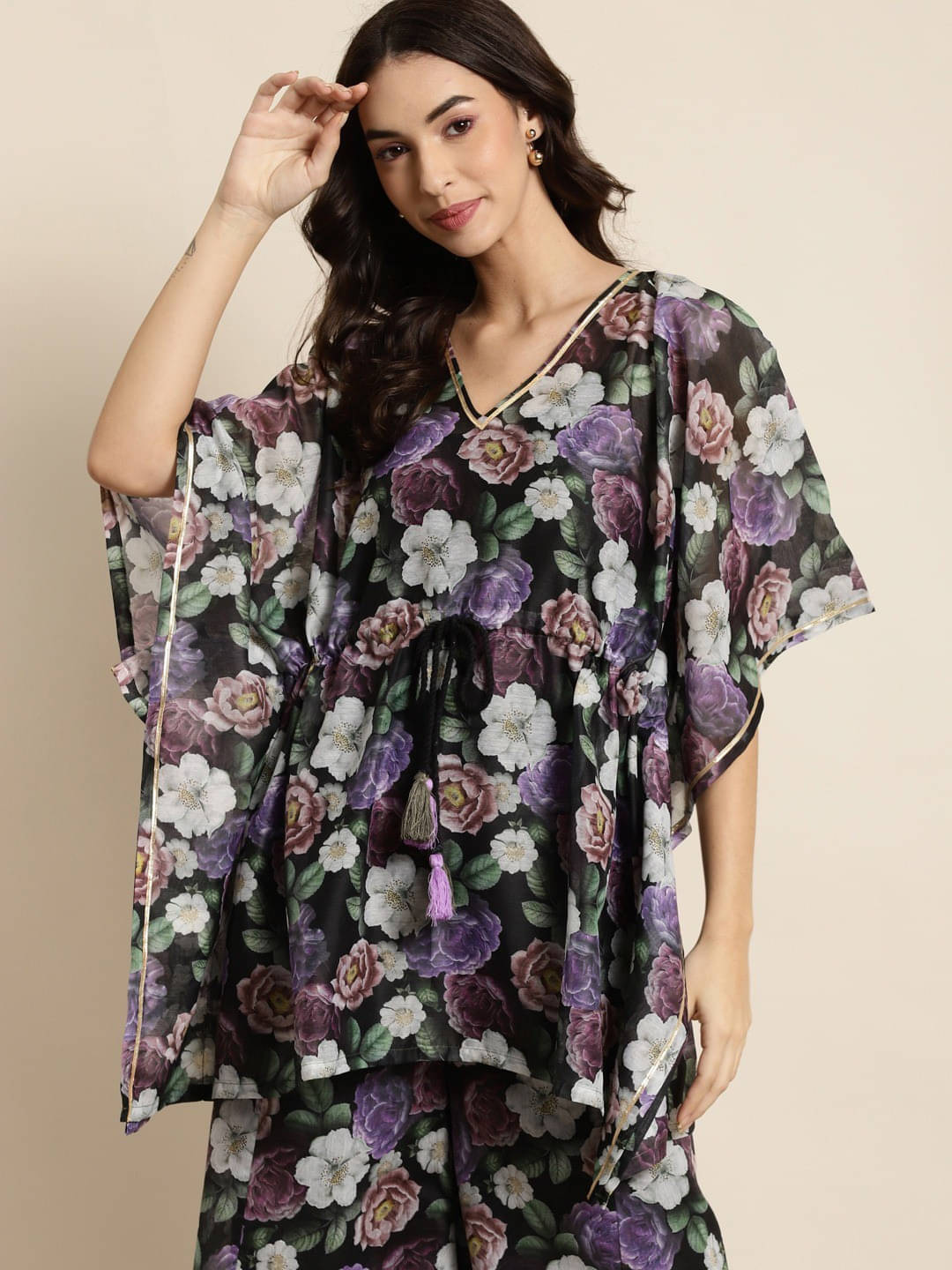     			Shae by SASSAFRAS Women's Polyester Kaftan ( Black )