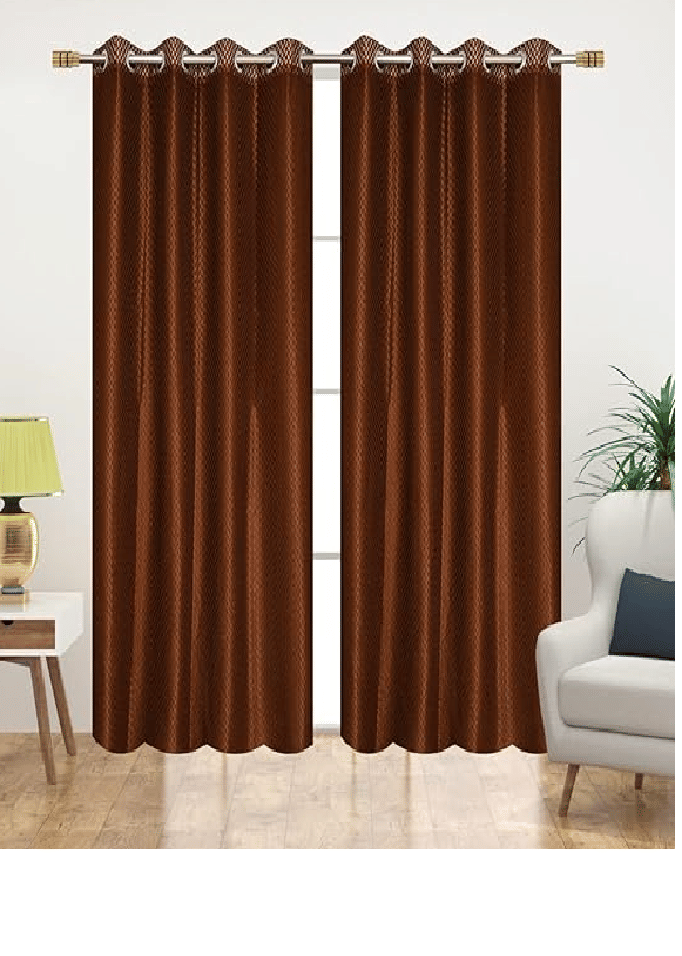     			Sosha Home Decor Abstract Semi-Transparent Rod Pocket Curtain 5 ft ( Pack of 2 ) - Coffee