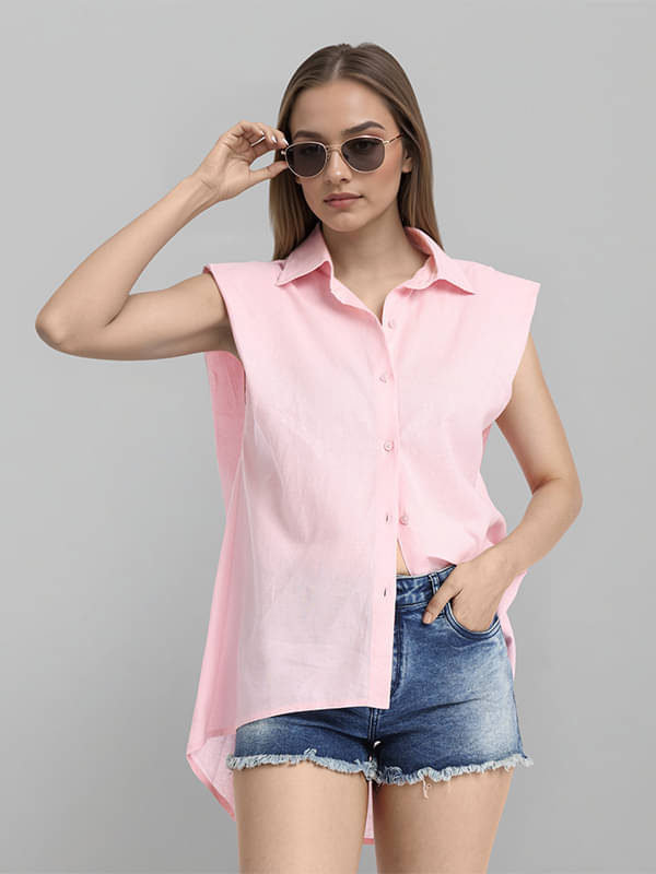Tokyo Talkies Women's Cotton Blend Regular Top ( Pink )     			Tokyo Talkies Women's Cotton Blend Regular Top ( Pink )
