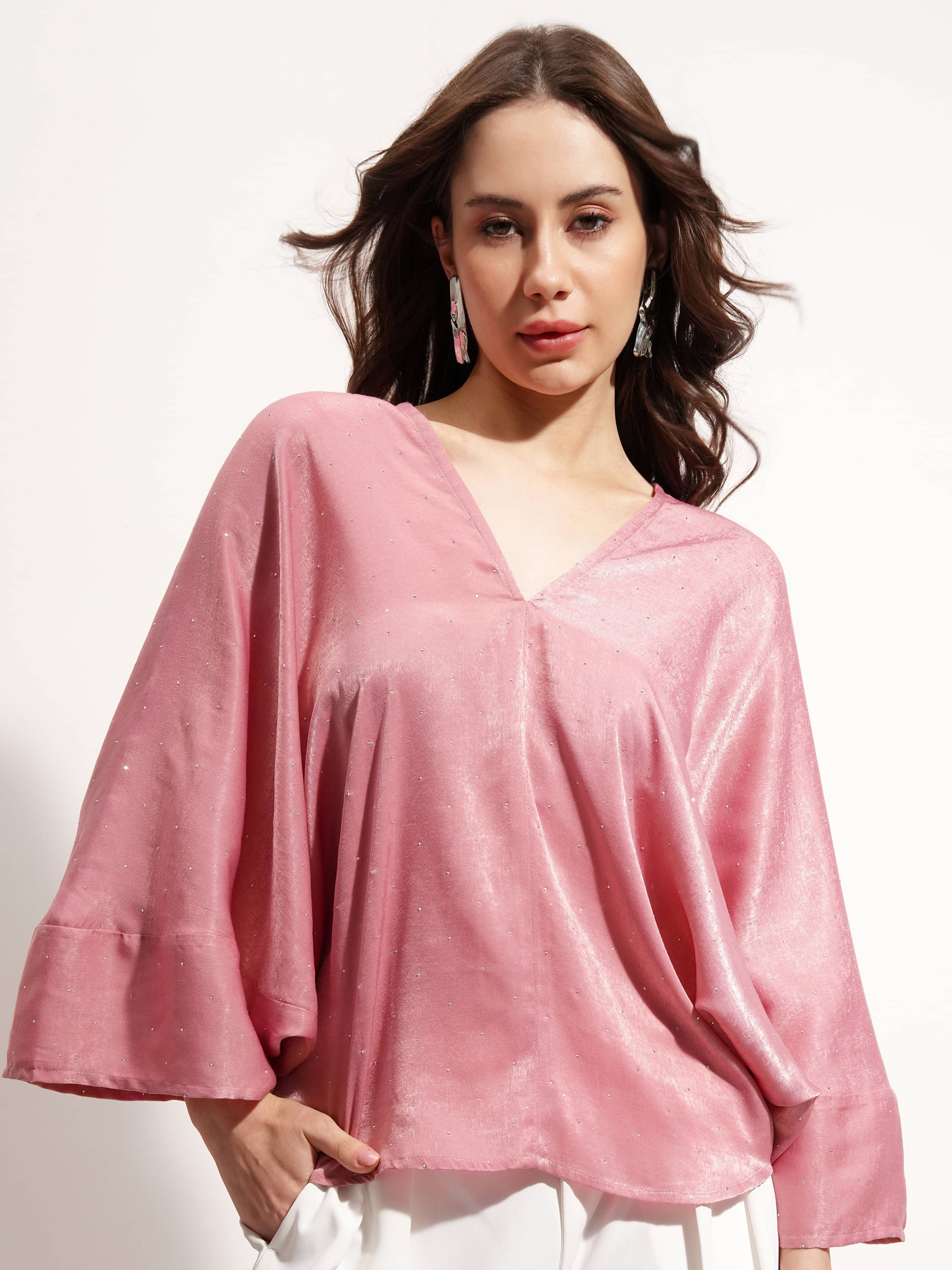 Tokyo Talkies Women's Polyester Regular Top ( Pink ) Tokyo Talkies Women's Polyester Regular Top ( Pink )