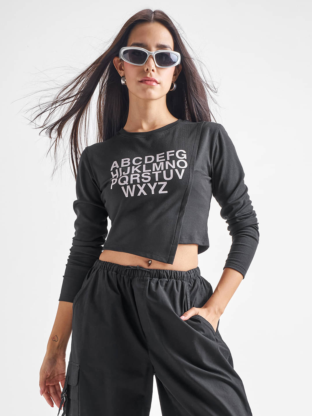 Tokyo Talkies Women's Polyester Regular Top ( Black ) Tokyo Talkies Women's Polyester Regular Top ( Black )