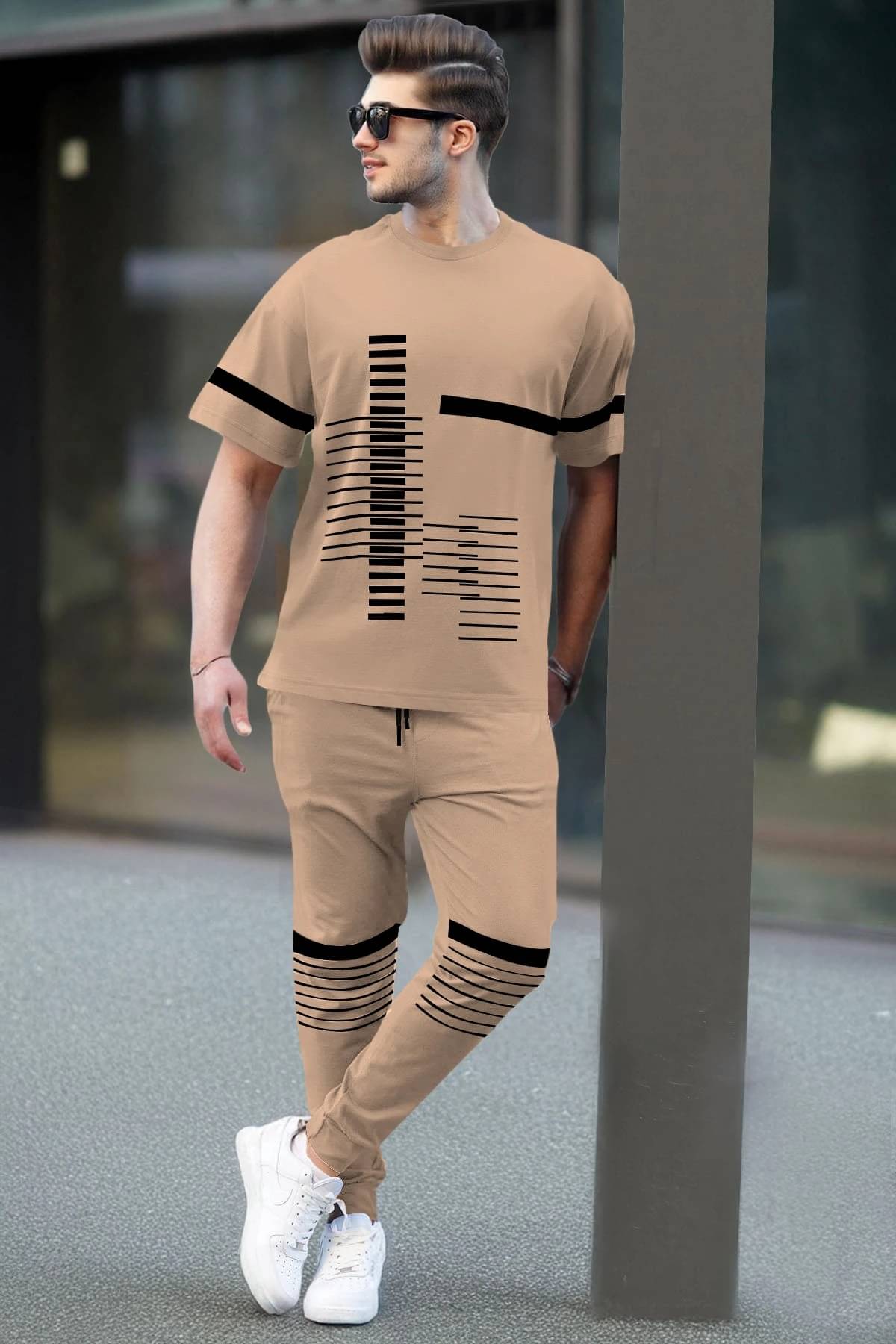     			Tripr Men's T-shirt With Joggers Co-Ords Set ( Pack of 1 , Beige )
