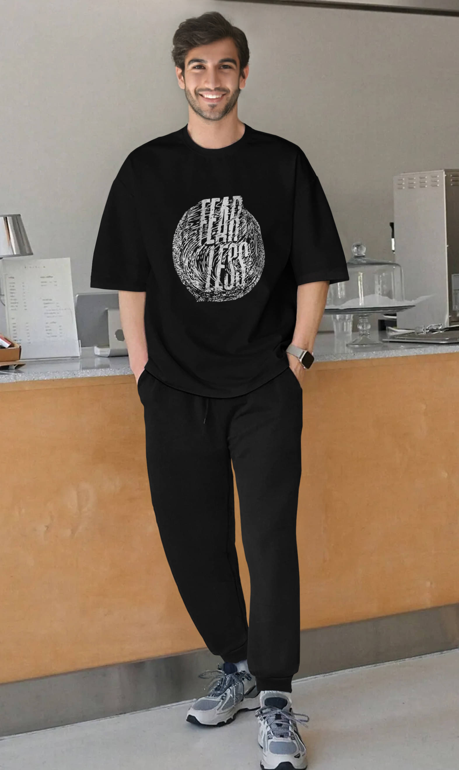     			Tripr Men's T-shirt With Joggers Co-Ords Set ( Pack of 1 , Black )