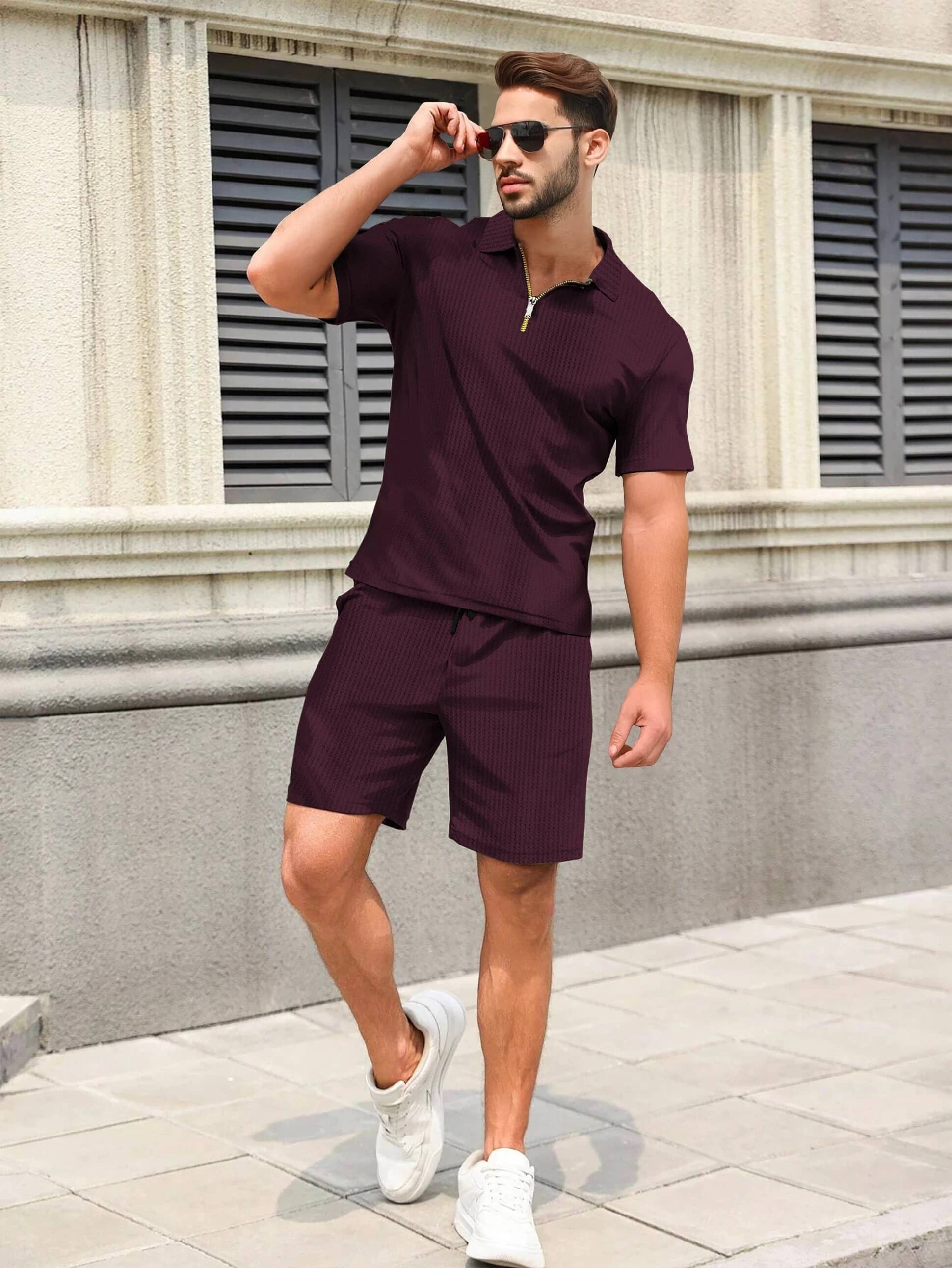     			Tripr Men's T-shirt With Shorts Co-Ords Set ( Pack of 1 , Maroon )