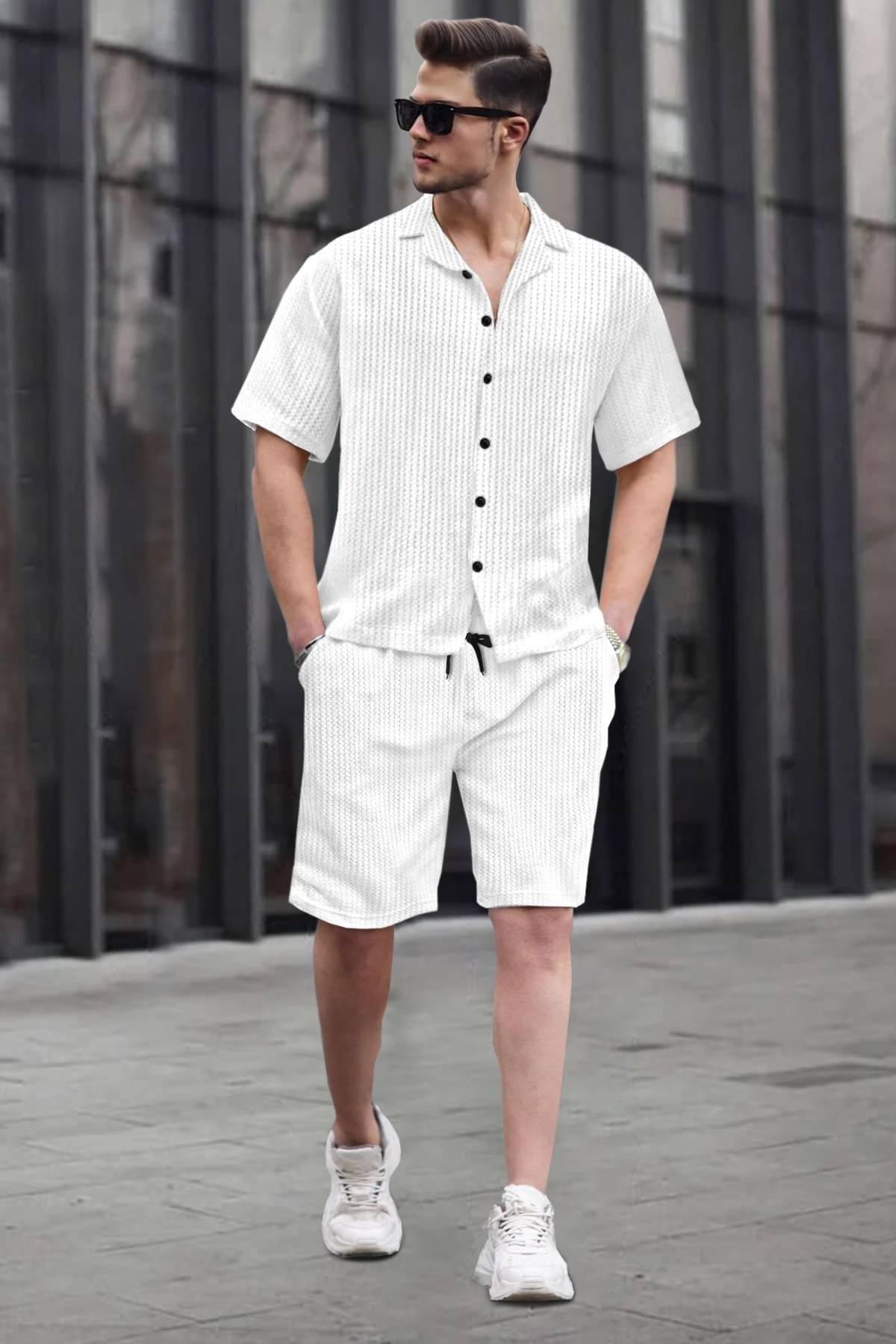     			Tripr Men's T-shirt With Shorts Co-Ords Set ( Pack of 1 , White )