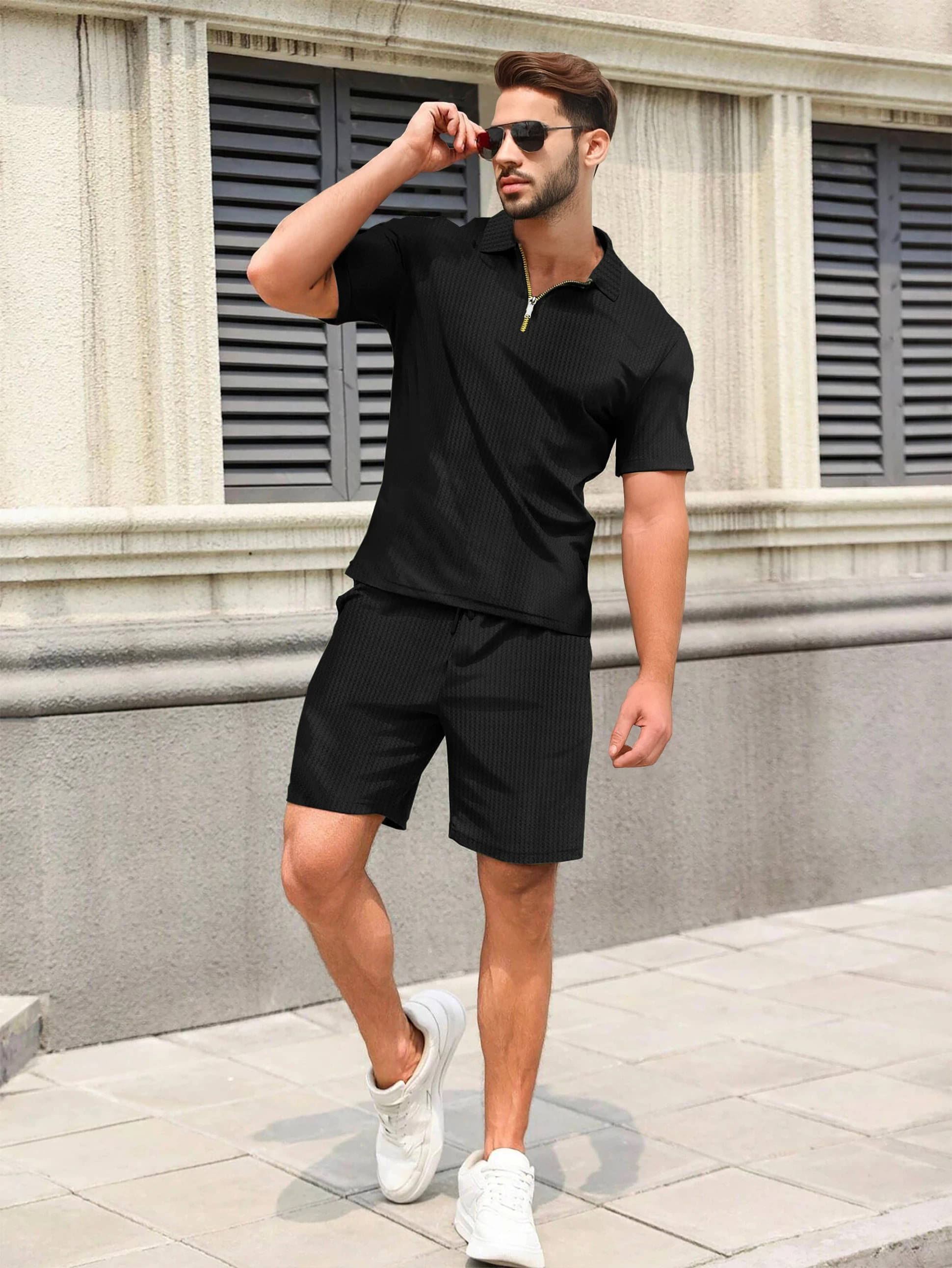     			Tripr Men's T-shirt With Shorts Co-Ords Set ( Pack of 1 , Black )