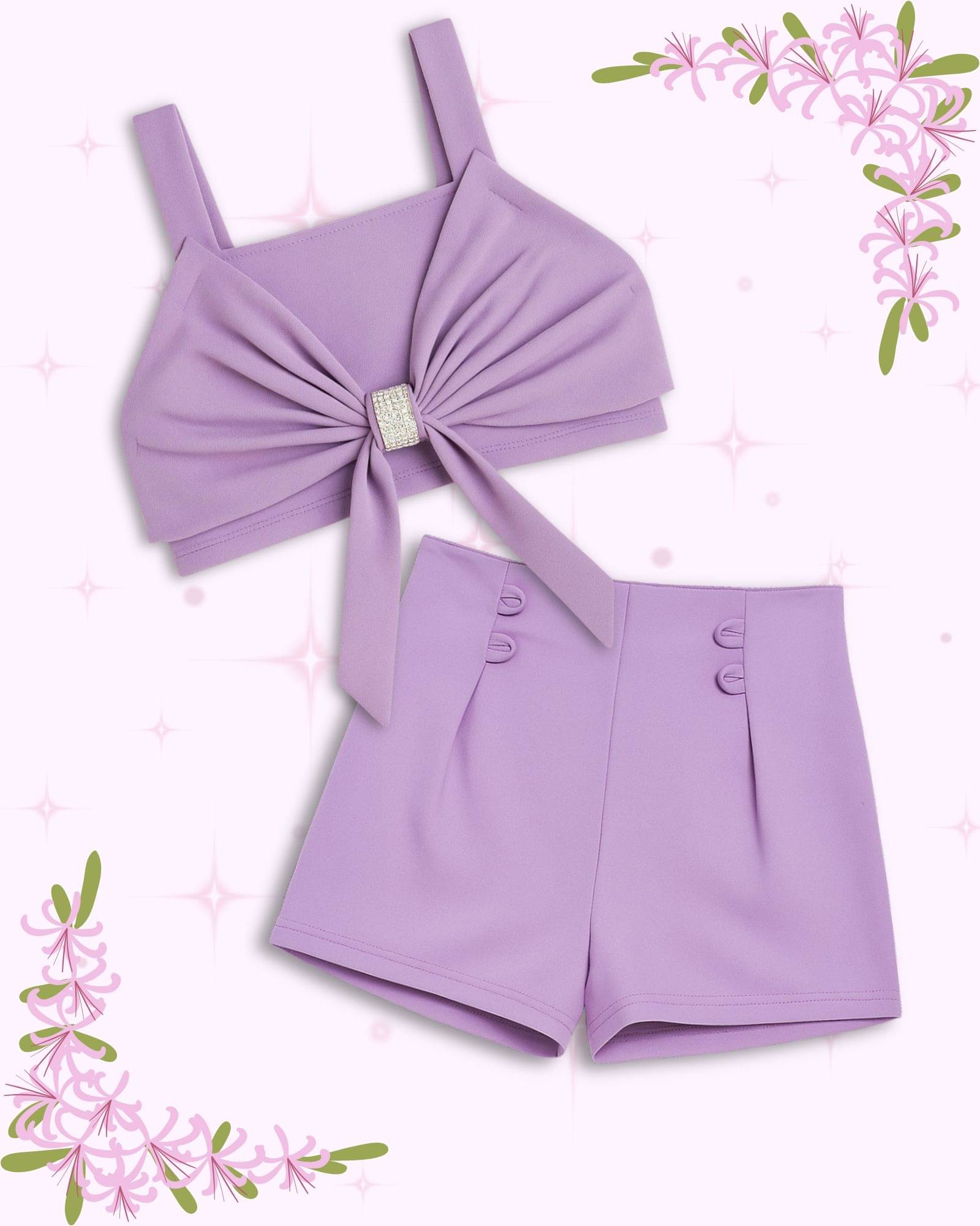     			Addyvero Pack of 1 Girls Polyester T-shirt & Shorts ( Lavender )