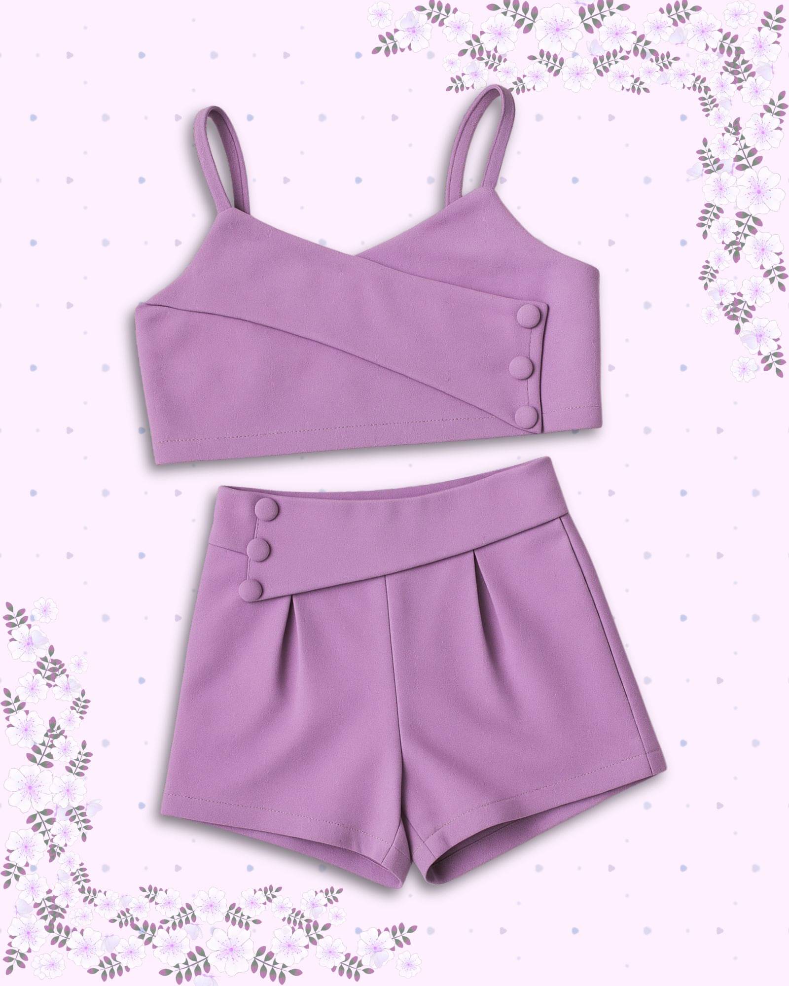     			Addyvero Pack of 1 Girls Polyester T-shirt & Shorts ( Lavender )