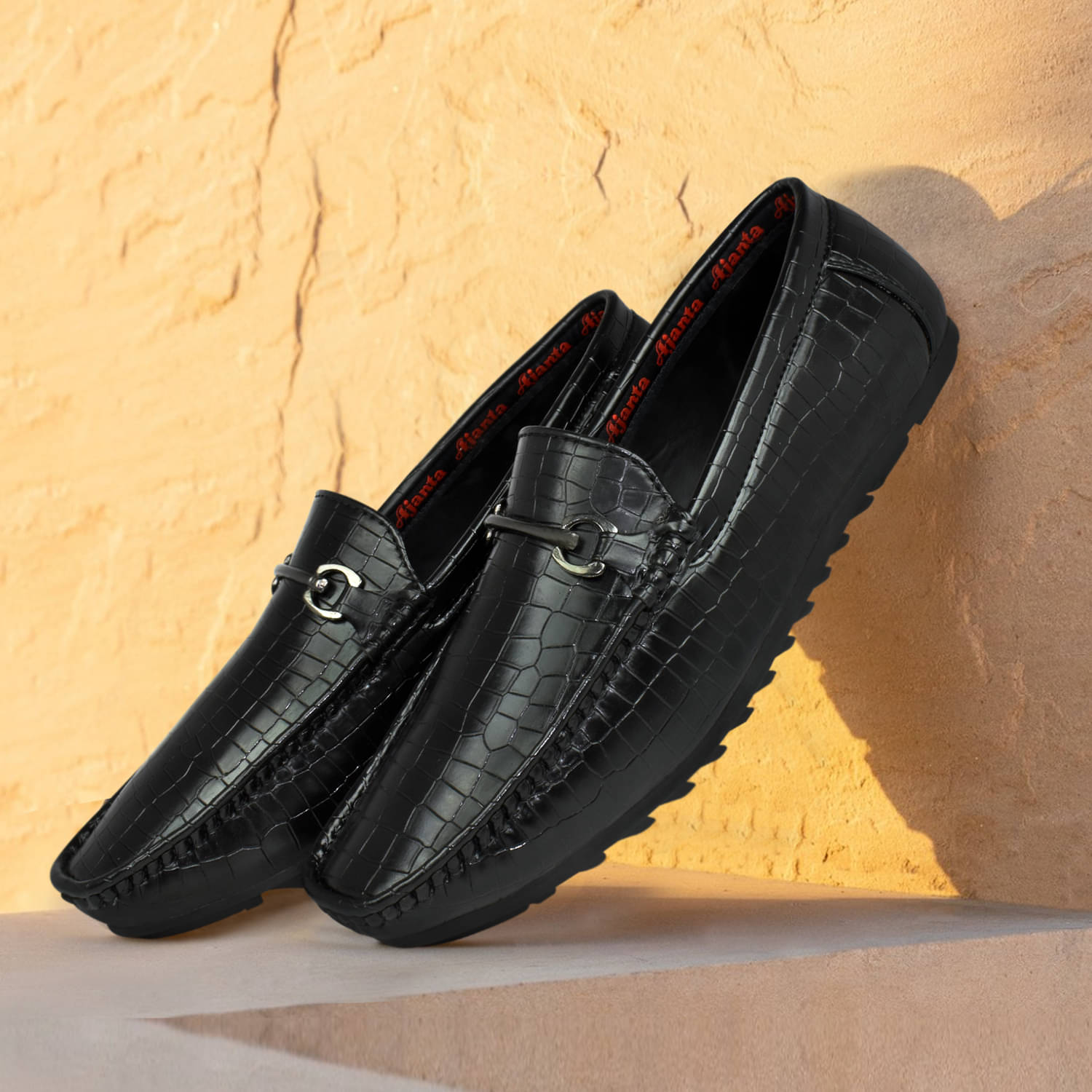     			Ajanta Black Men's Slip on Shoes