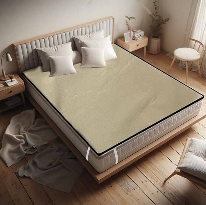 CASA FURNISHING Beige Poly Cotton Mattress Cover CASA FURNISHING Beige Poly Cotton Mattress Cover