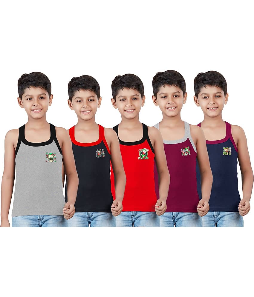 Drako Pack of 5 Boys Cotton Vest ( Multicolor ) - Nightwear & Loungewear | Buy online on ZillyBuy