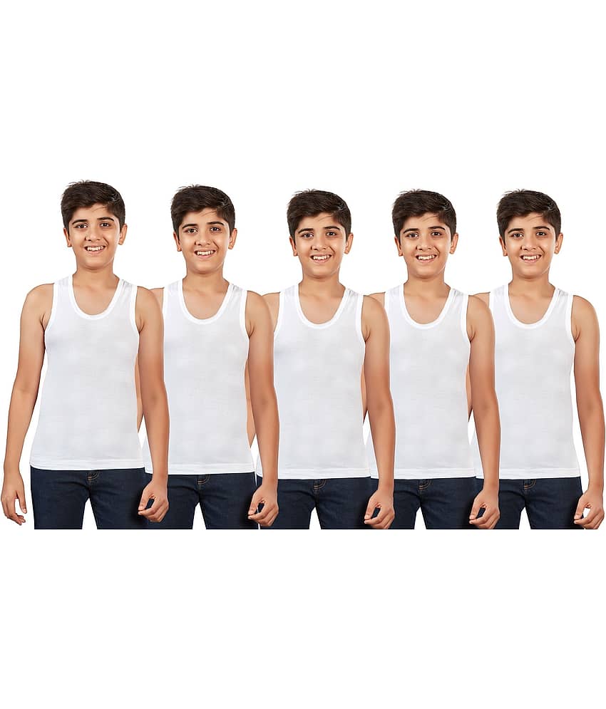 Drako Pack of 5 Boys Cotton Vest ( White ) - Nightwear & Loungewear | Buy online on ZillyBuy
