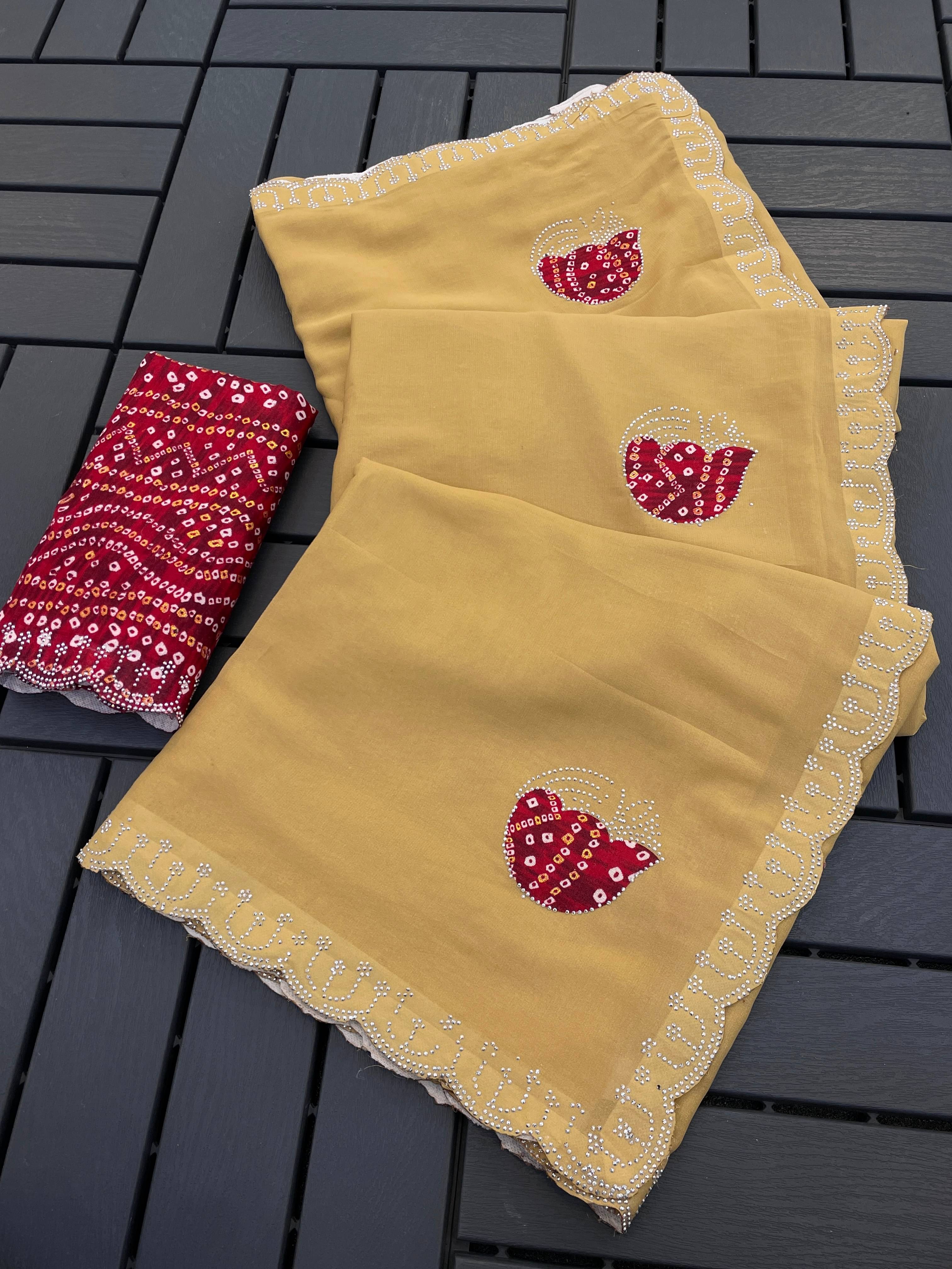 ETHINA Jimmy Choo Embroidered Regular Saree With Unstitched Blouse Piece ( Yellow ) ETHINA Jimmy Choo Embroidered Regular Saree With Unstitched Blouse Piece ( Yellow )