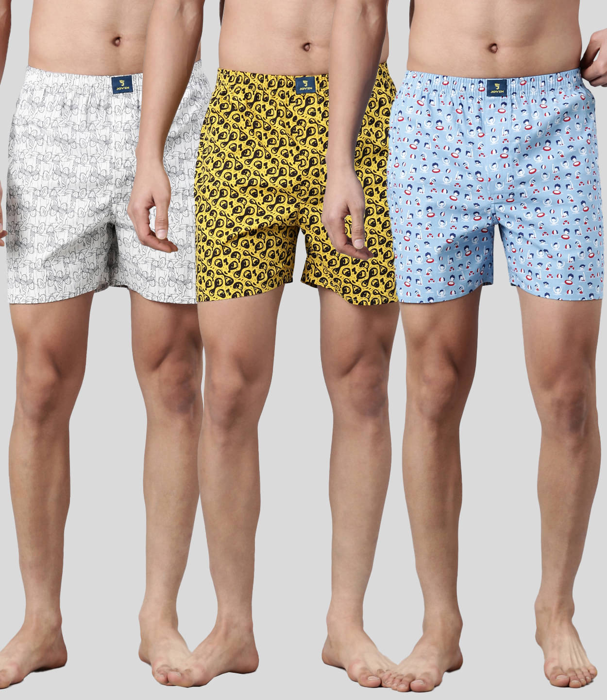 Joven Pack of 3 Cotton Boxers For Men's ( Multicolor ) Joven Pack of 3 Cotton Boxers For Men's ( Multicolor )