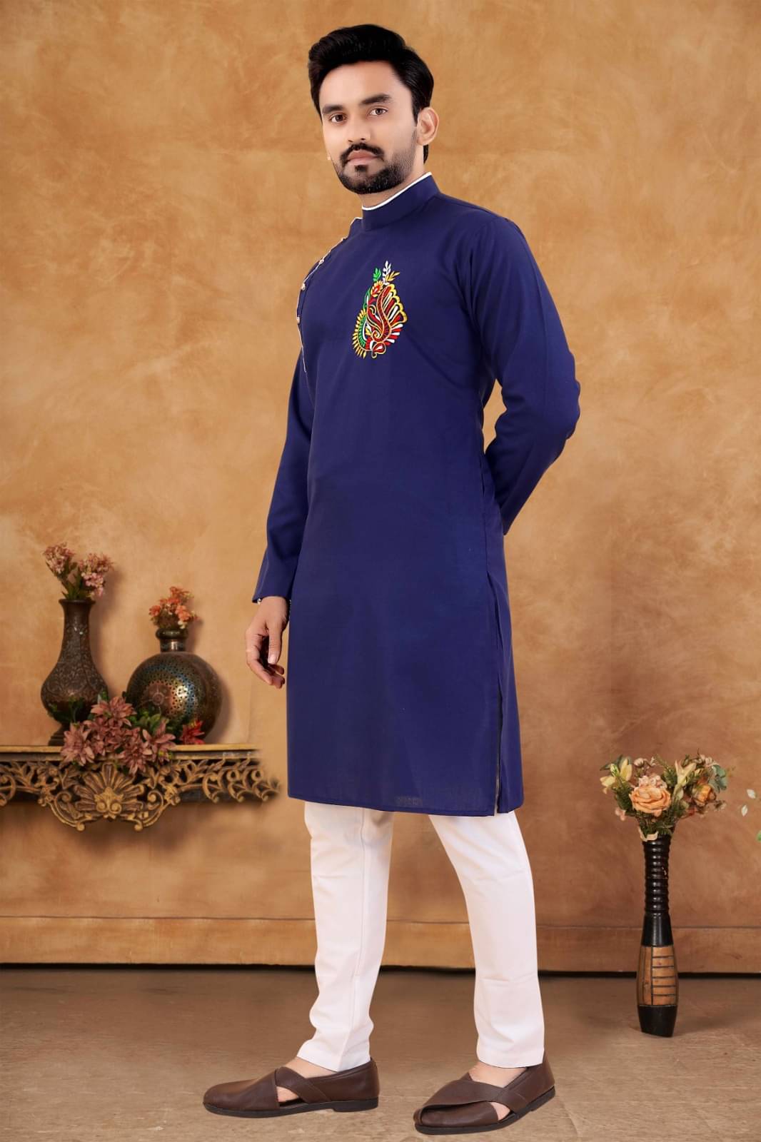     			KC Kunj Creation Blue Cotton Regular Fit Men's Kurta Pyjama Set ( Pack of 1 )