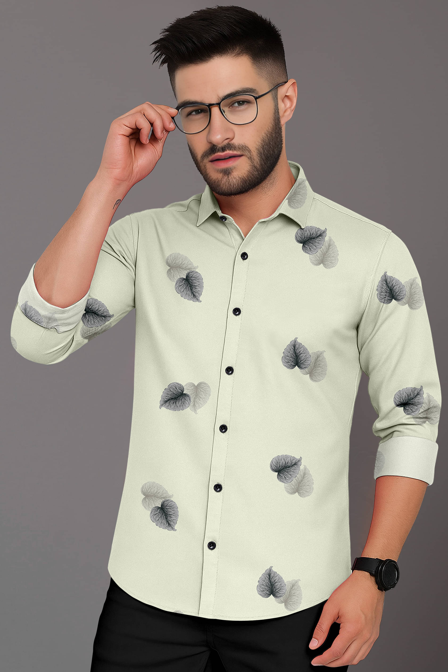     			LAXBON 100% Cotton Regular Fit Printed Full Sleeves Men's Casual Shirt - Cream ( Pack of 1 )