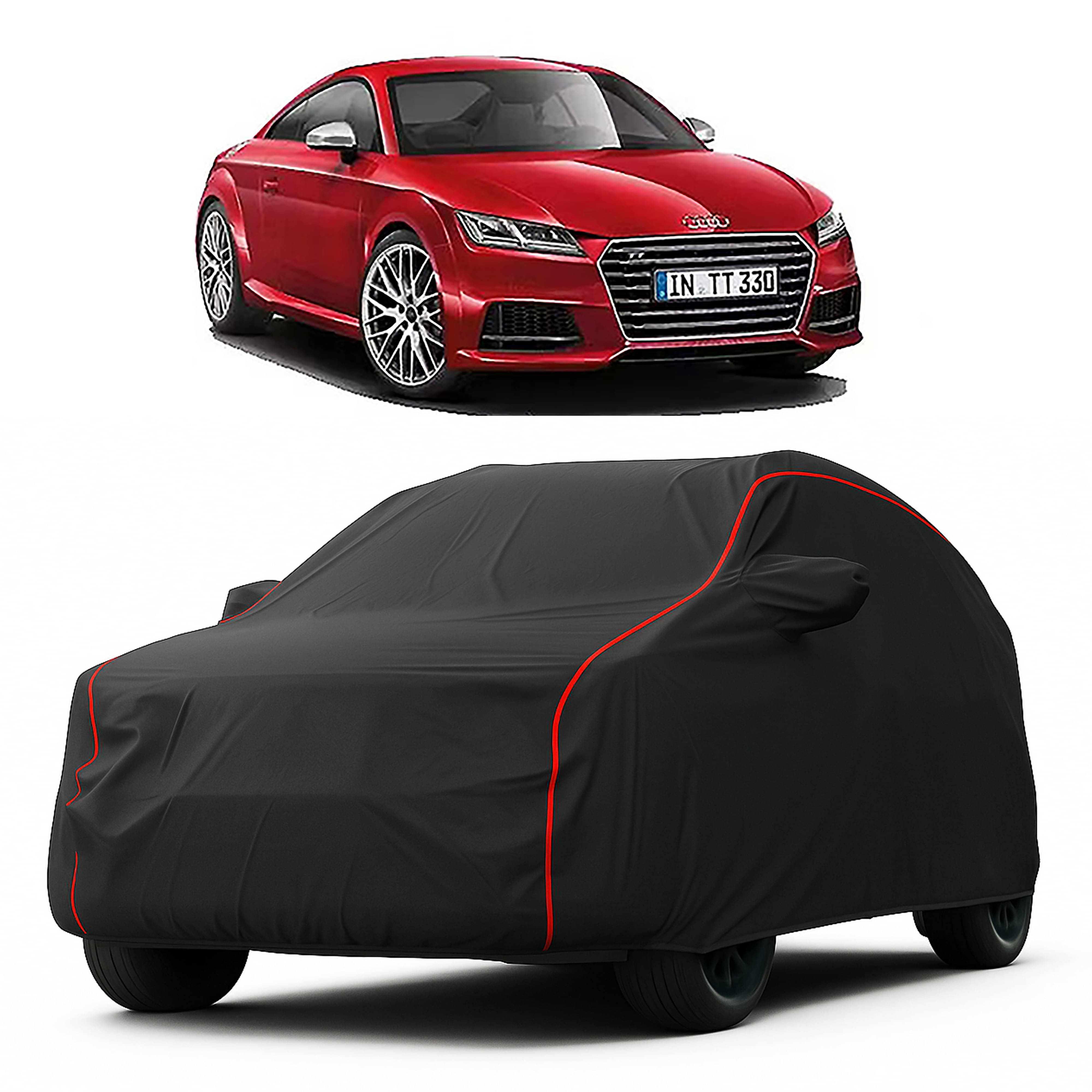     			MADAFIYA Car Body Cover for Audi All Car Models With Mirror Pocket ( Pack of 1 ) , Black