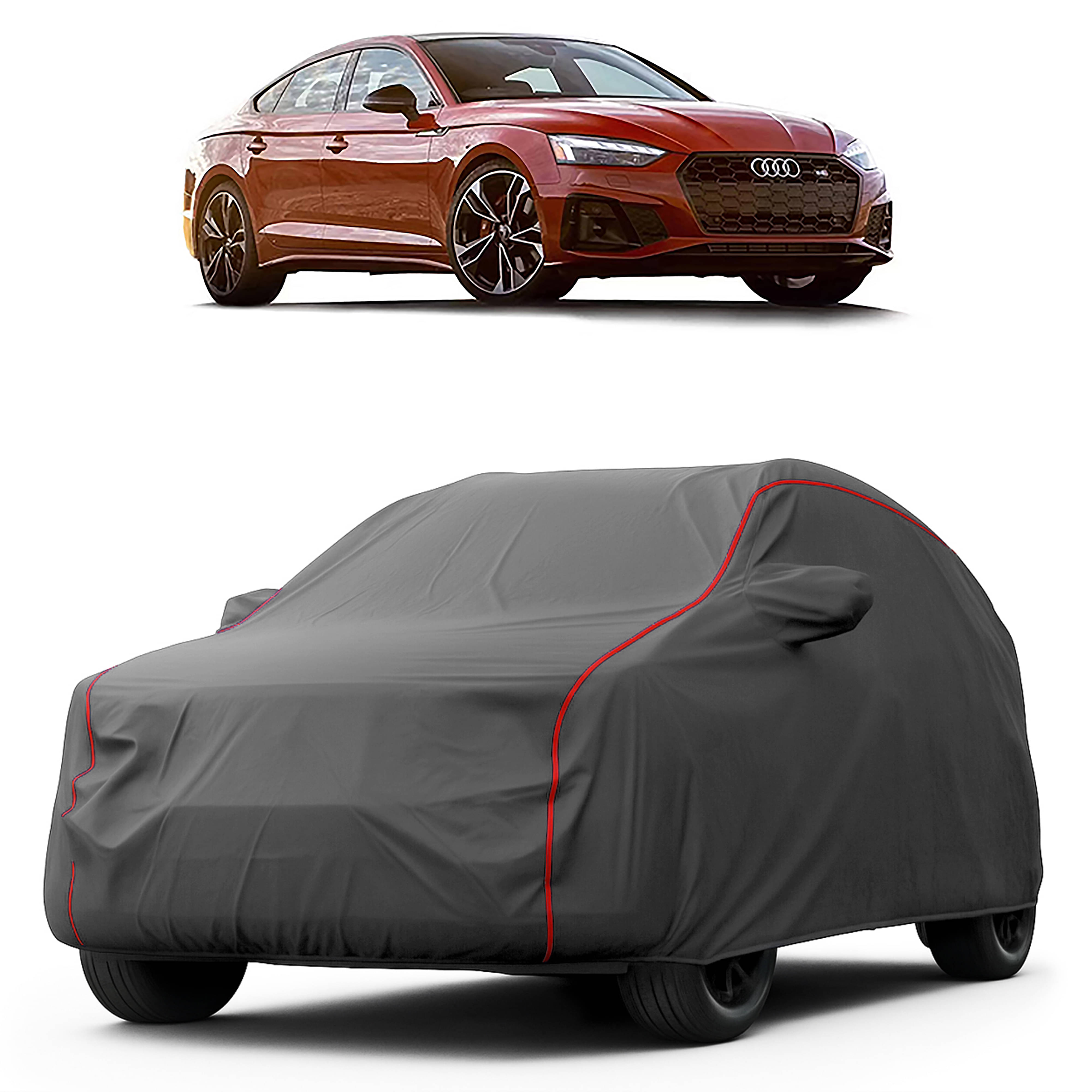     			MADAFIYA Car Body Cover for Audi All Car Models With Mirror Pocket ( Pack of 1 ) , Grey