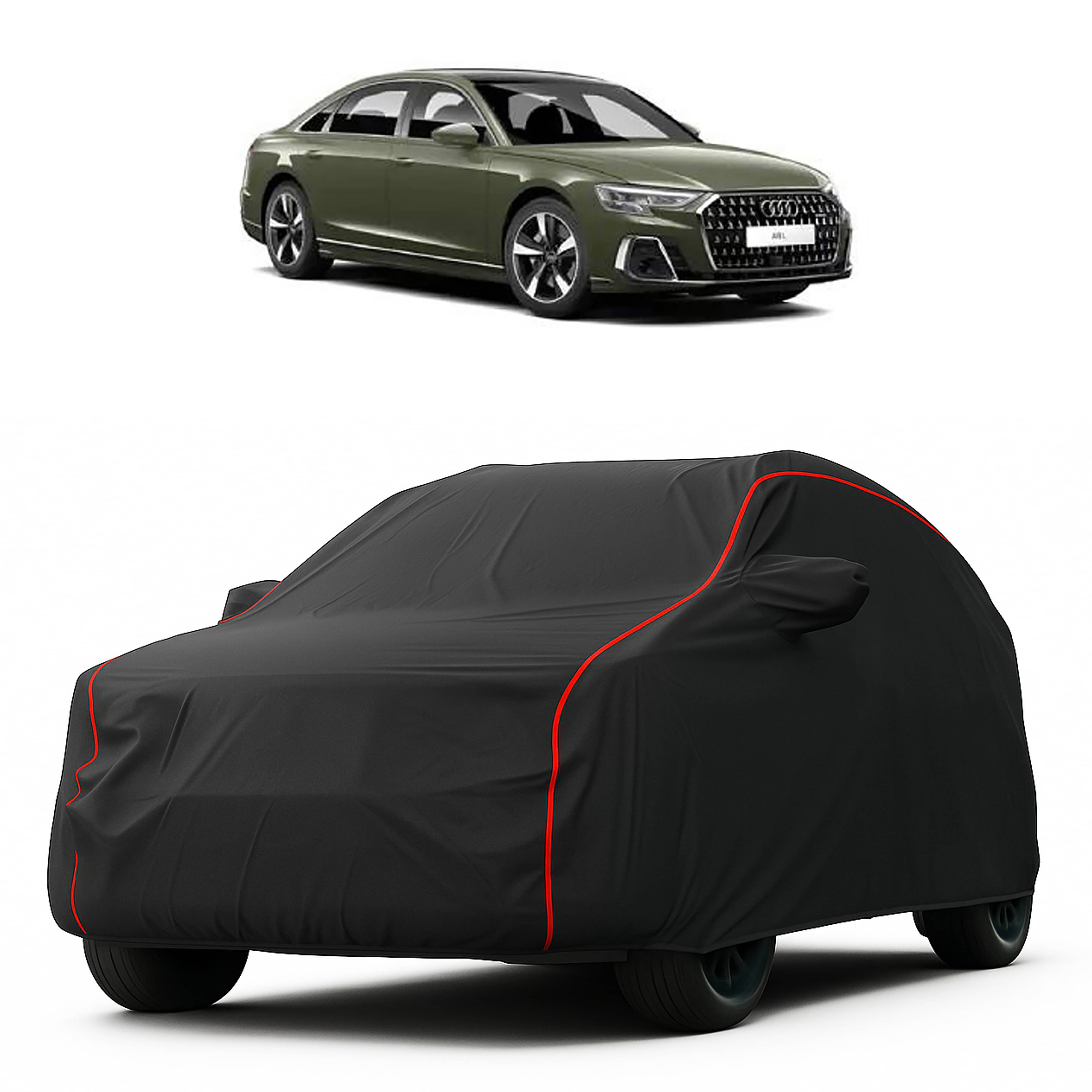     			MADAFIYA Car Body Cover for Audi All Car Models With Mirror Pocket ( Pack of 1 ) , Black