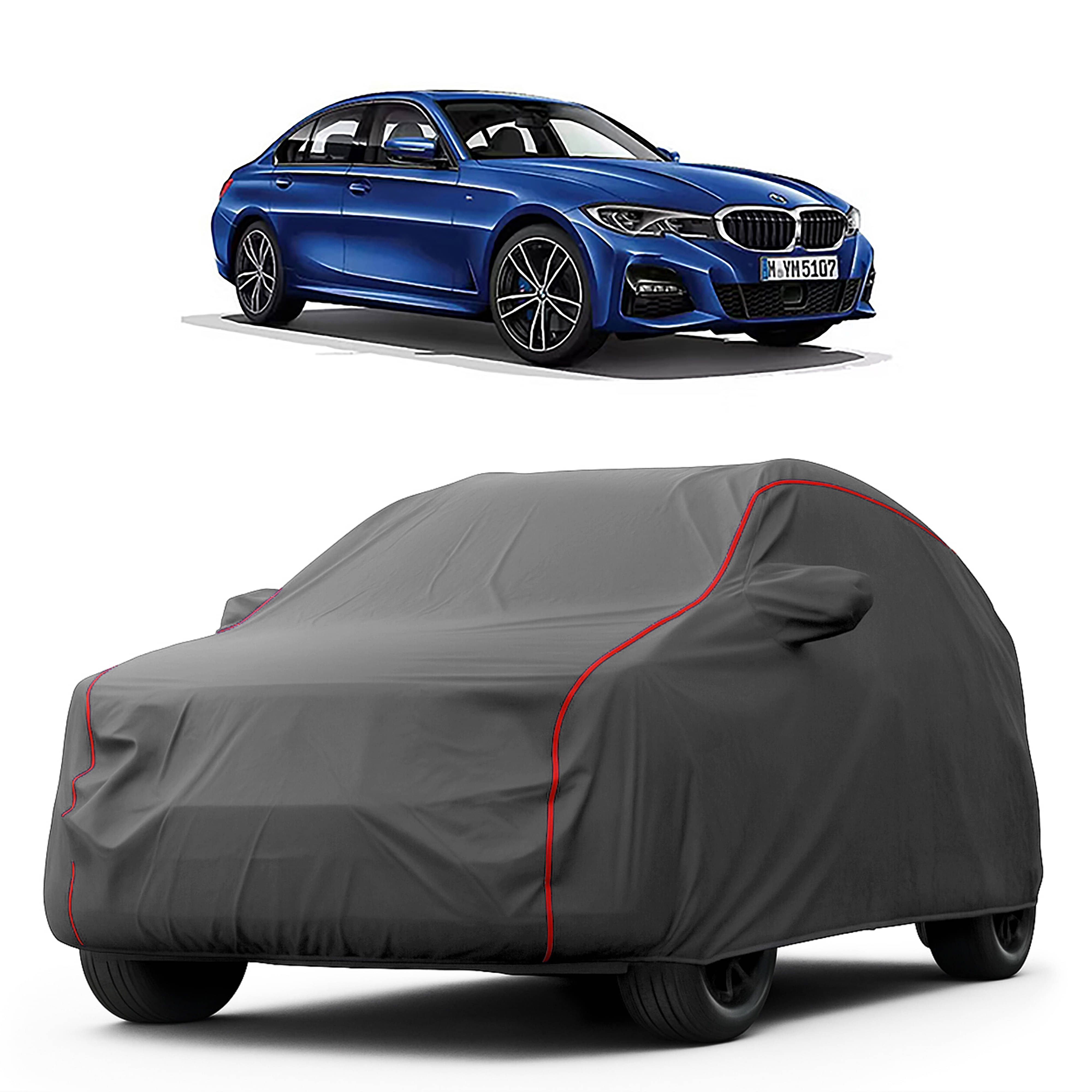     			MADAFIYA Car Body Cover for Bmw All Car Models With Mirror Pocket ( Pack of 1 ) , Grey