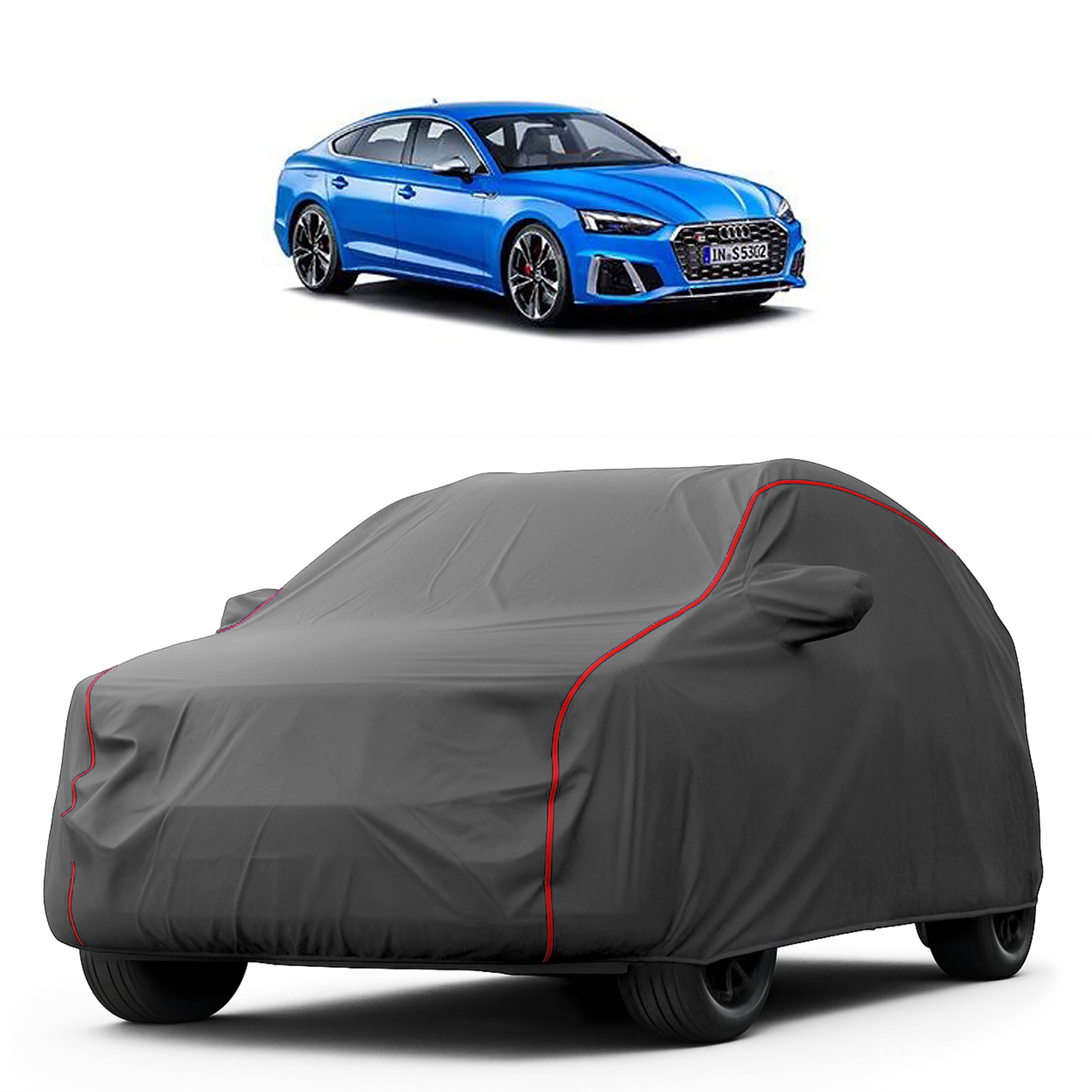     			MADAFIYA Car Body Cover for Audi All Car Models With Mirror Pocket ( Pack of 1 ) , Grey