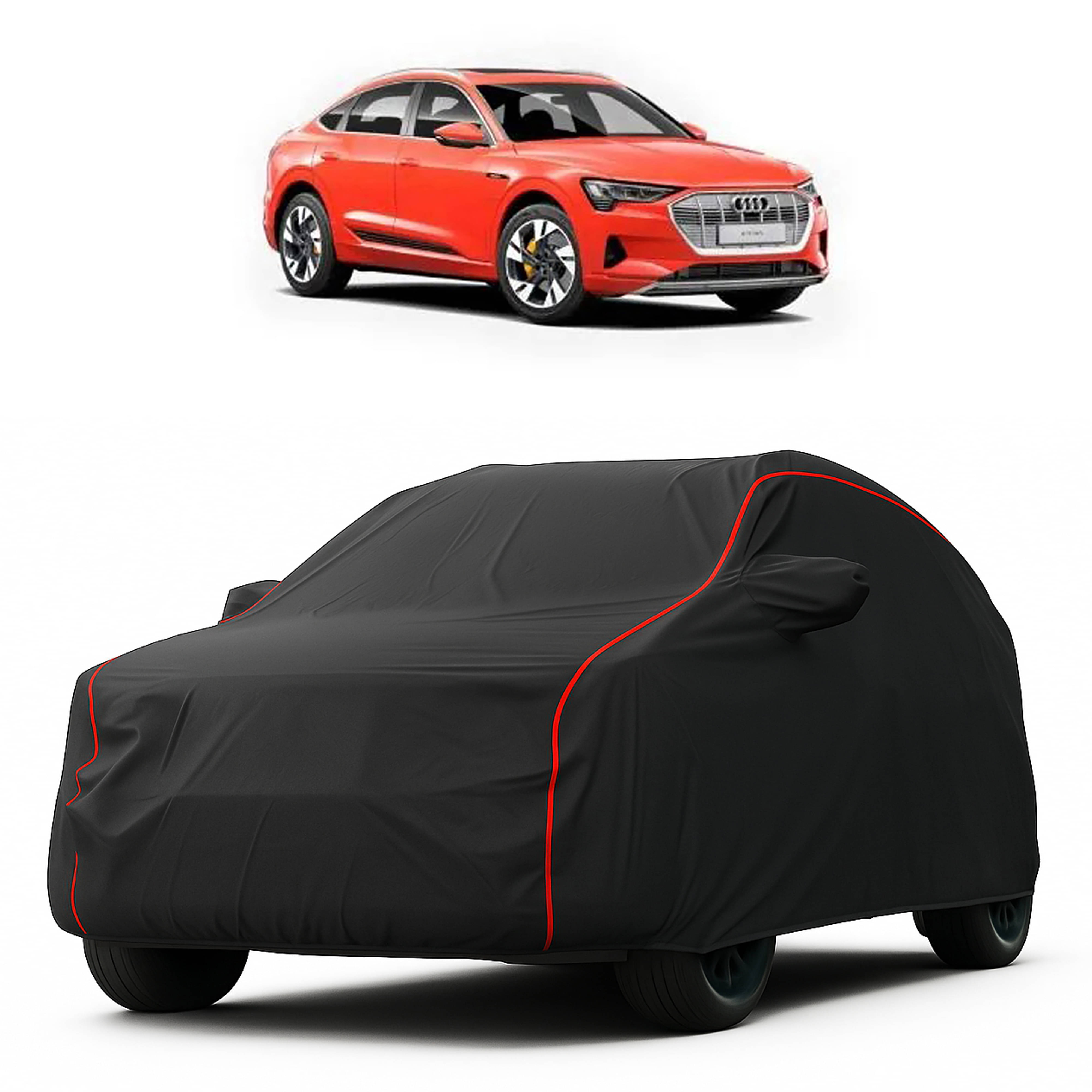     			MADAFIYA Car Body Cover for Audi All Car Models With Mirror Pocket ( Pack of 1 ) , Black