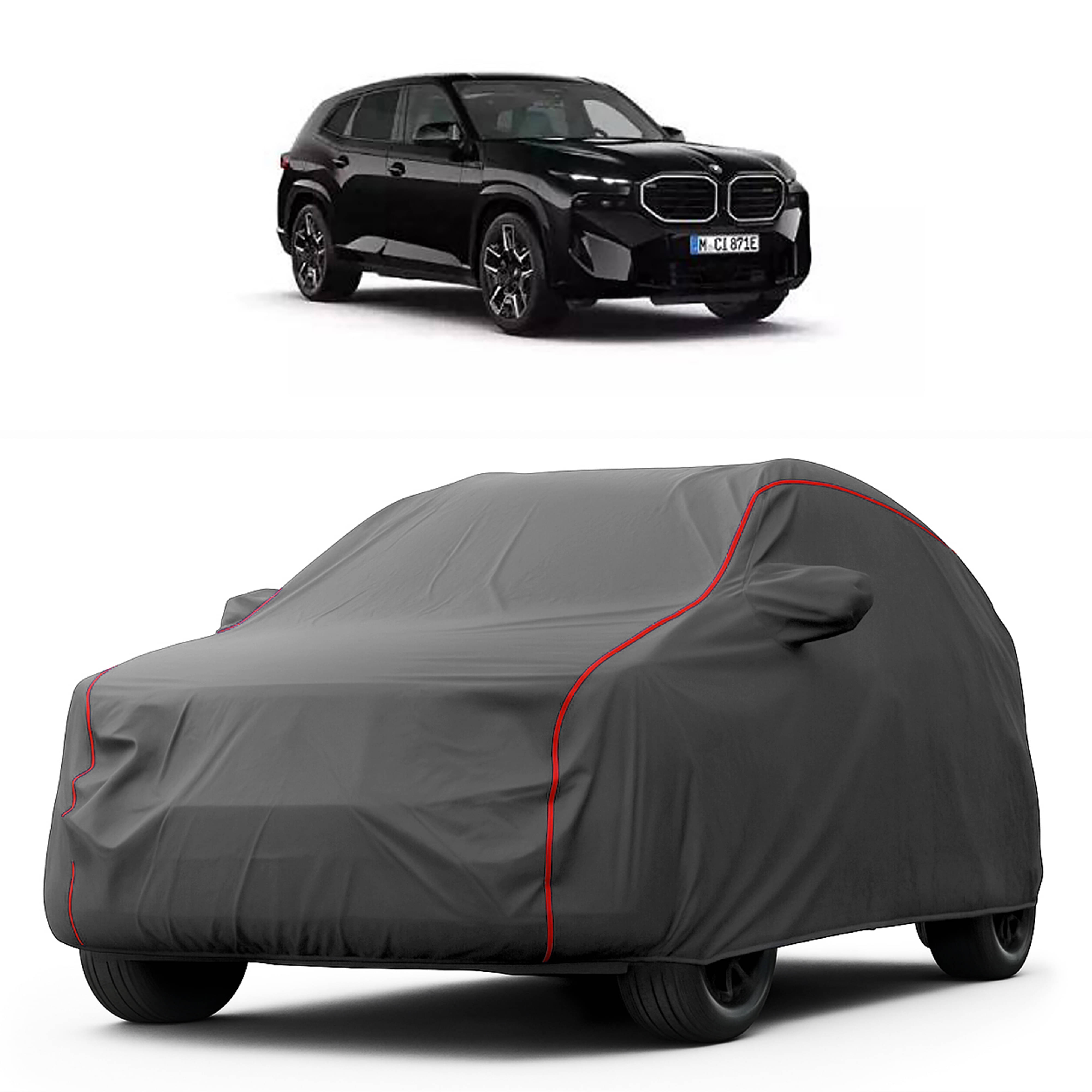     			MADAFIYA Car Body Cover for Bmw All Car Models With Mirror Pocket ( Pack of 1 ) , Grey