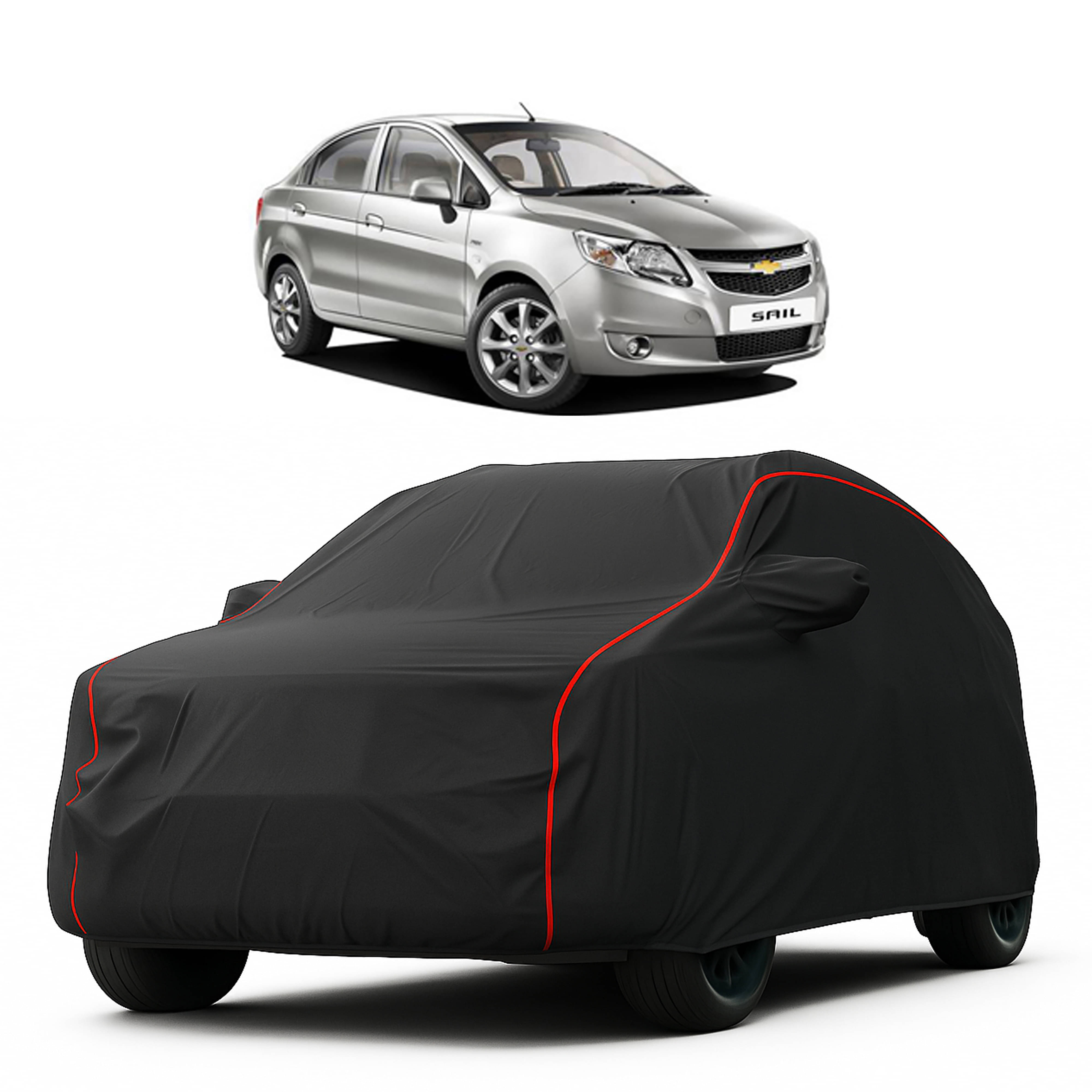     			MADAFIYA Car Body Cover for Chevrolet All Car Models With Mirror Pocket ( Pack of 1 ) , Black