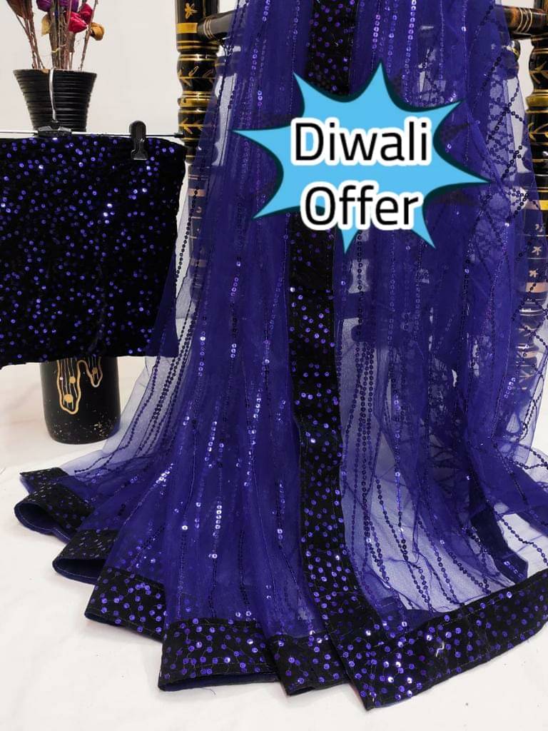     			MALAVIYA FASHION Net Applique Regular Saree With Unstitched Blouse Piece ( Multicolor )