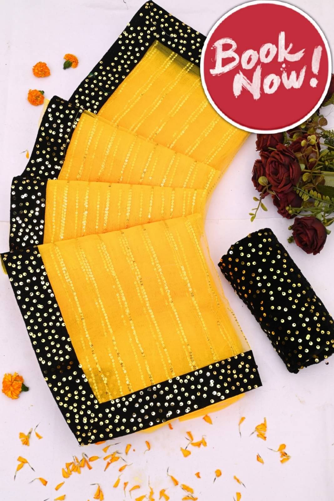     			MALAVIYA FASHION Net Applique Regular Saree With Unstitched Blouse Piece ( Multicolor )