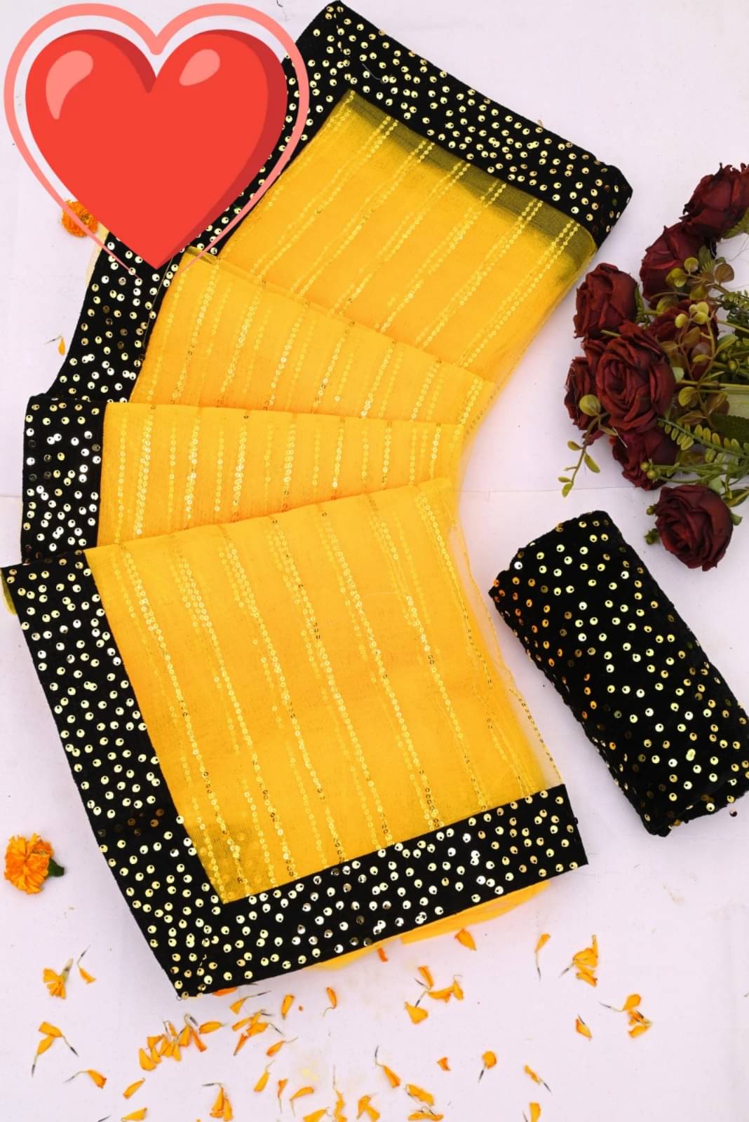     			MALAVIYA FASHION Net Applique Regular Saree With Unstitched Blouse Piece ( Multicolor )