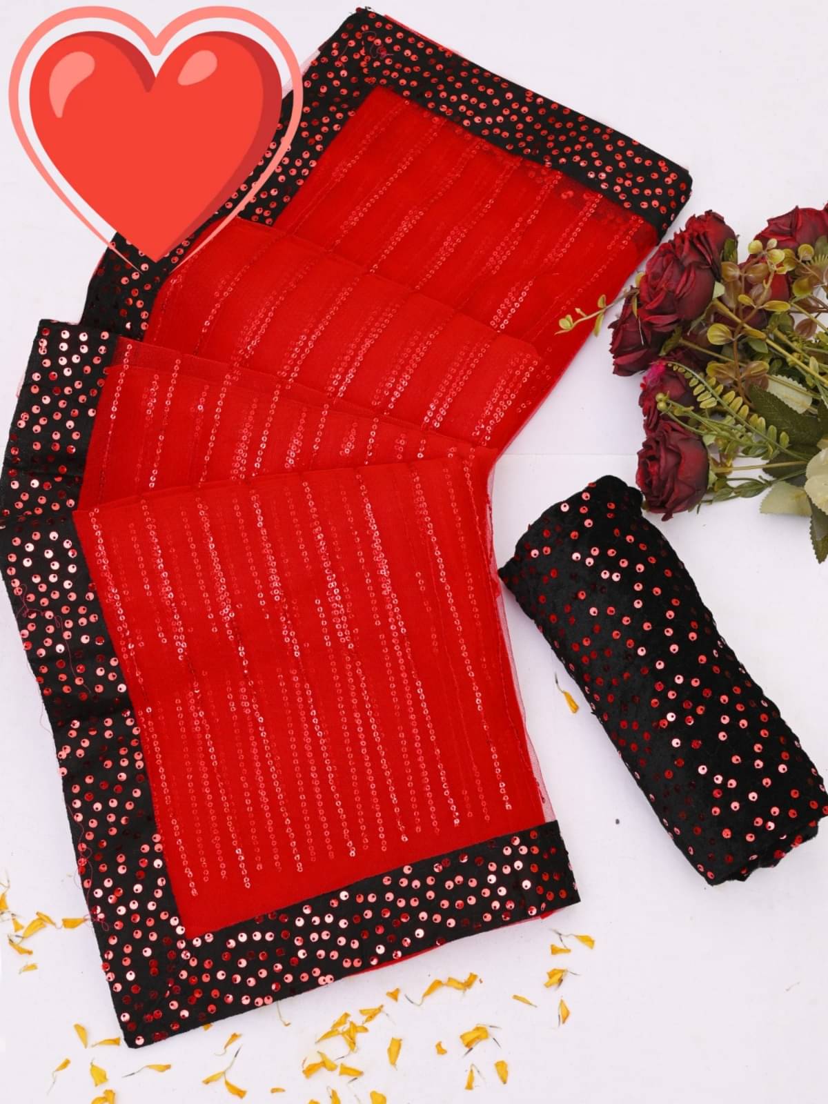     			MALAVIYA FASHION Net Applique Regular Saree With Unstitched Blouse Piece ( Multicolor )