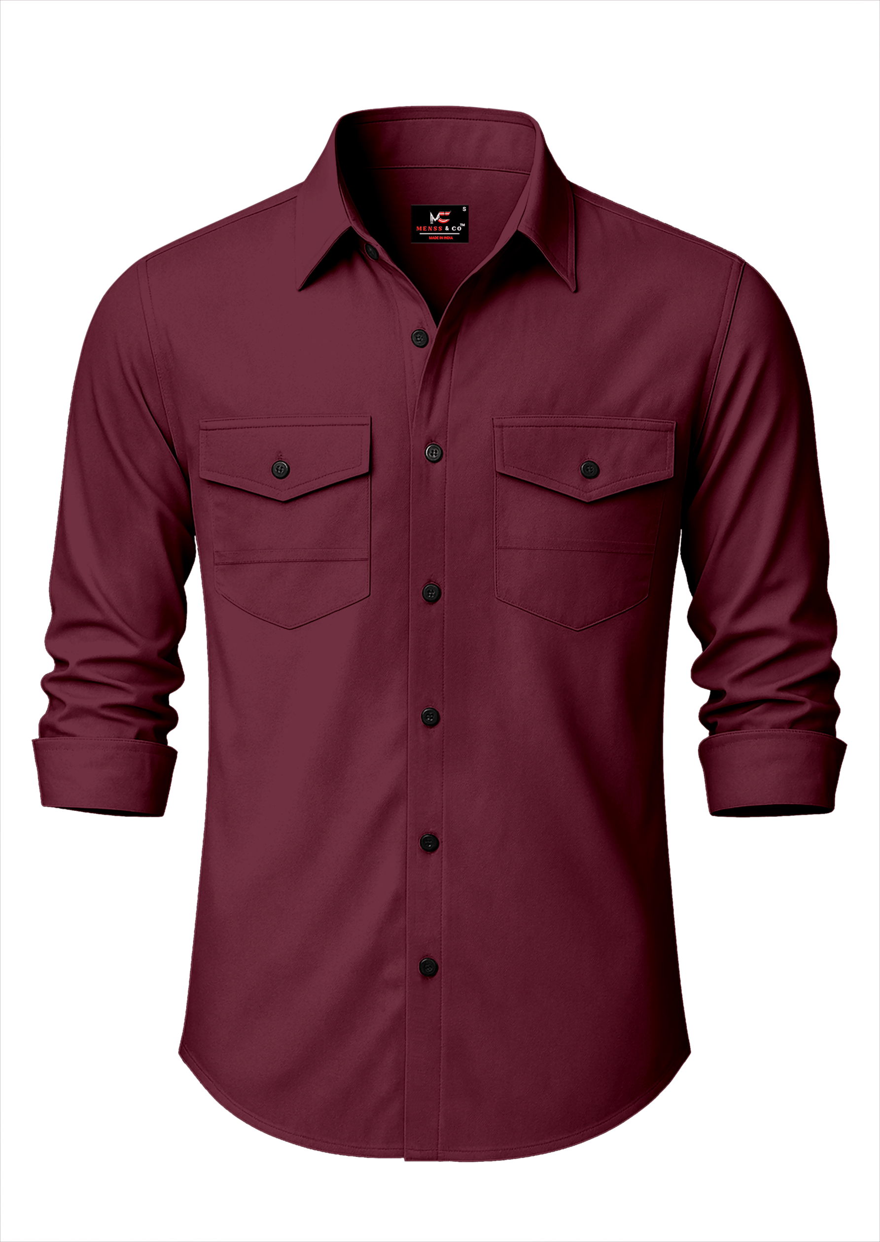     			Menss & co 100% Cotton Regular Fit Solids Full Sleeves Men's Casual Shirt - Maroon ( Pack of 1 )