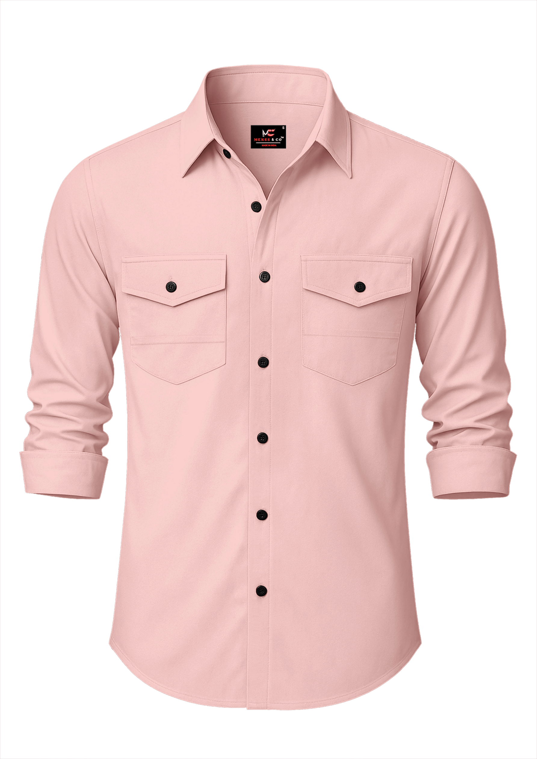     			Menss & co 100% Cotton Regular Fit Solids Full Sleeves Men's Casual Shirt - Peach ( Pack of 1 )