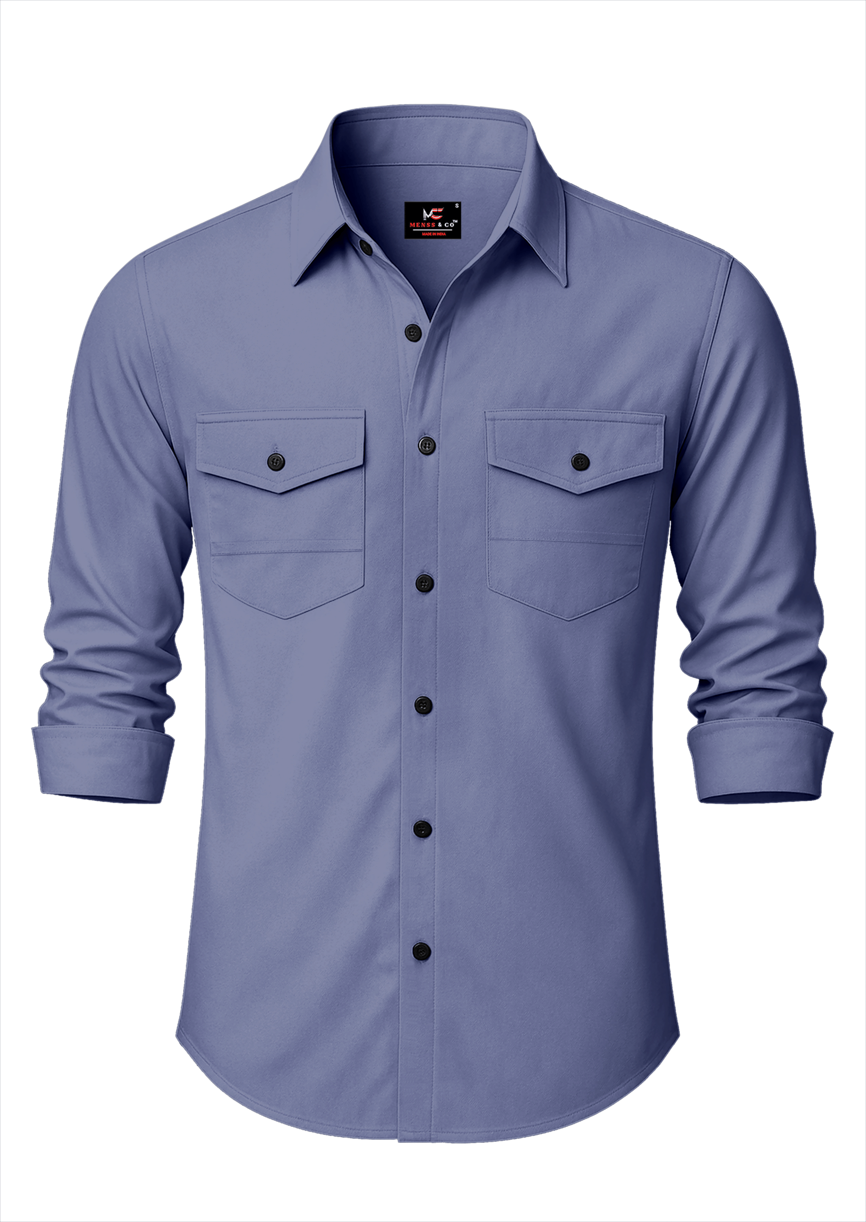     			Menss & co 100% Cotton Regular Fit Solids Full Sleeves Men's Casual Shirt - Light Blue ( Pack of 1 )