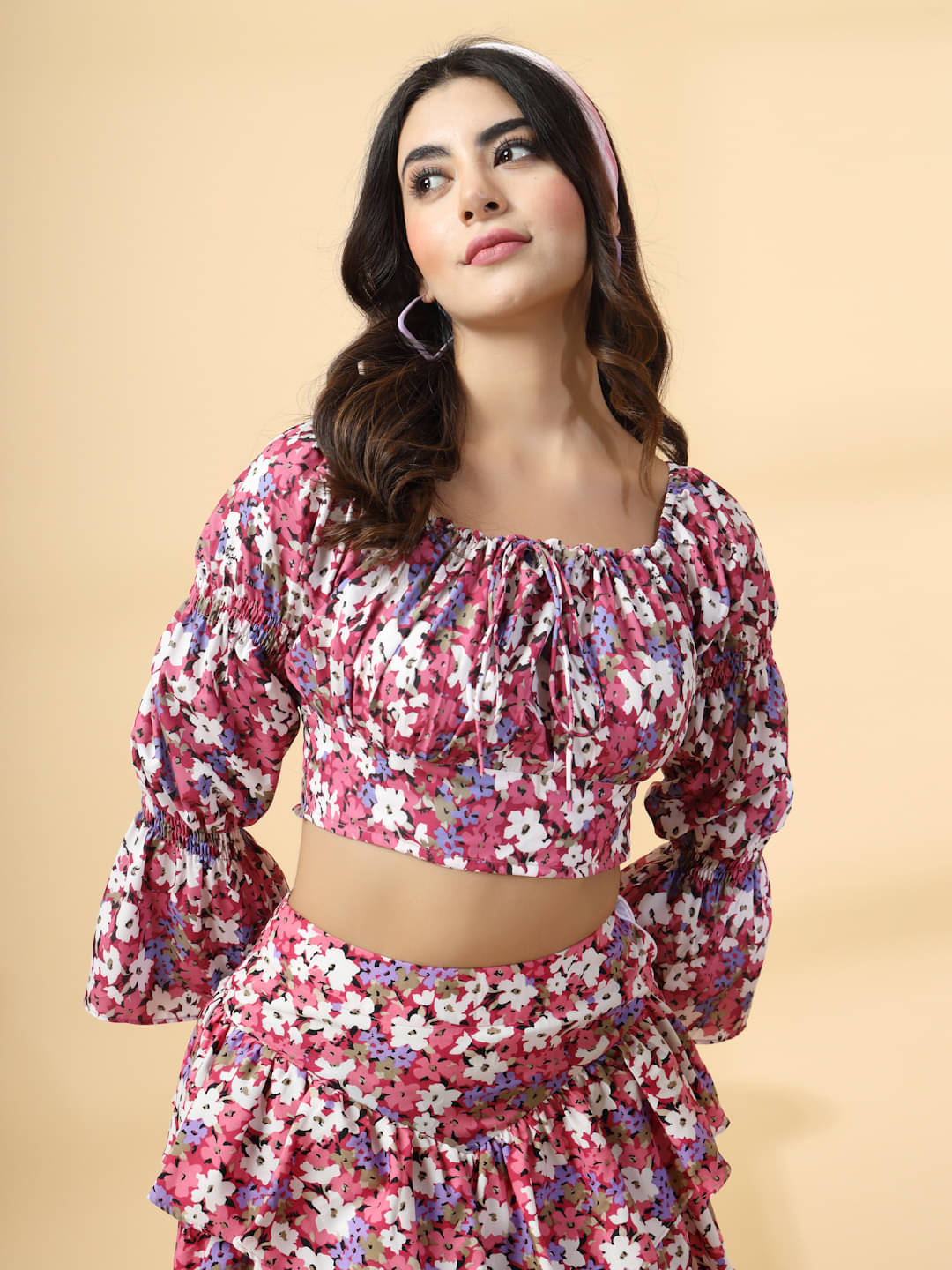     			Oomph! Women's Crepe Crop Top ( Pink )