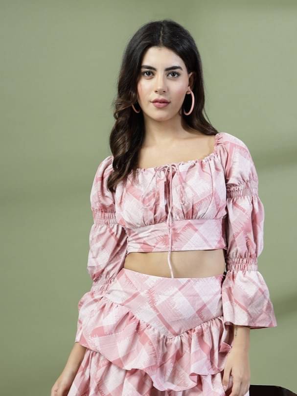     			Oomph! Women's Crepe Crop Top ( Pink )