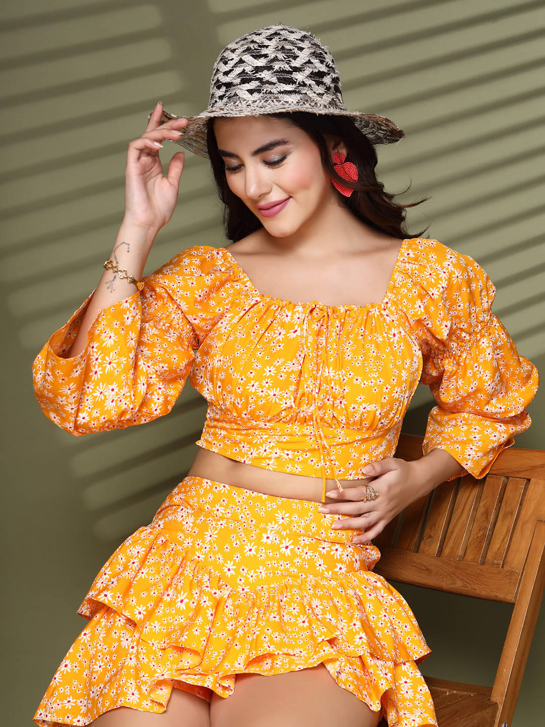     			Oomph! Women's Crepe Crop Top ( Orange )