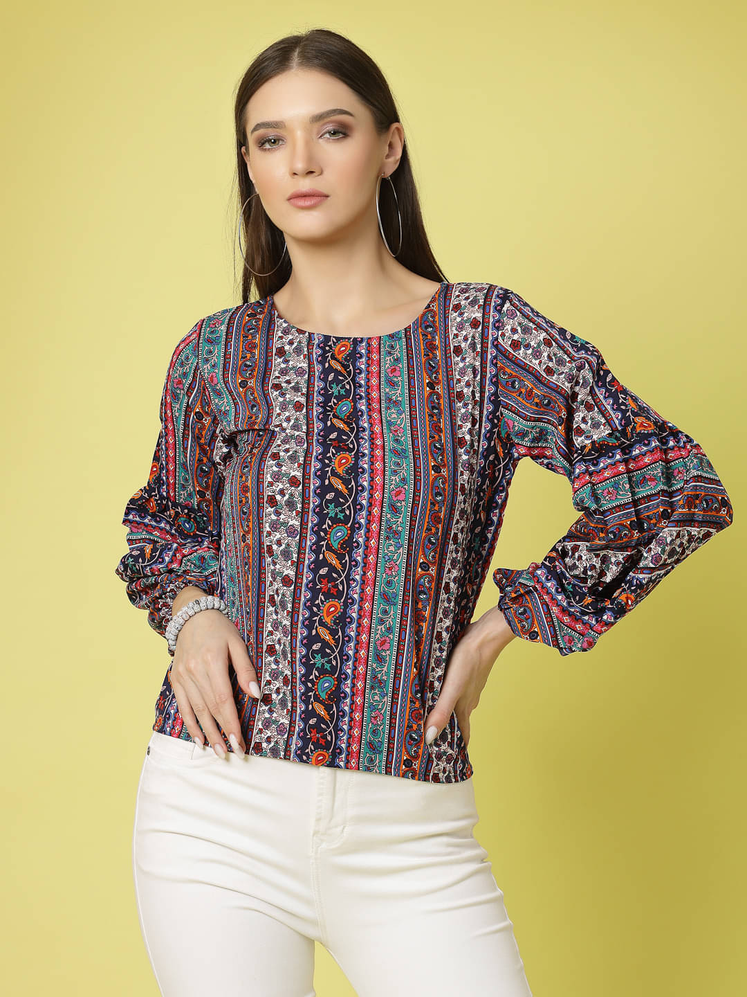 Oomph! Women's Crepe Regular Top ( Multicolor ) Oomph! Women's Crepe Regular Top ( Multicolor )