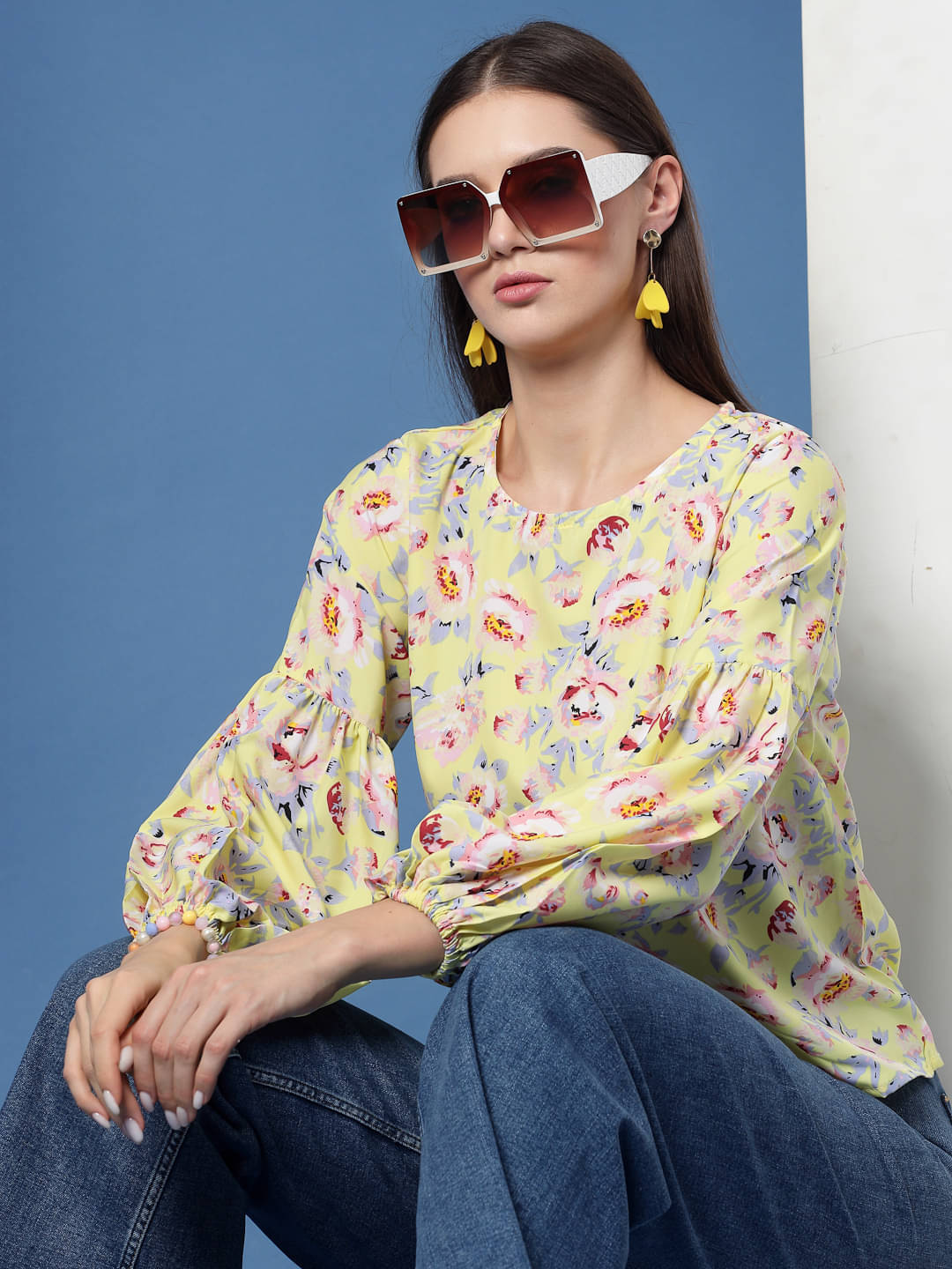     			Oomph! Women's Crepe Regular Top ( Yellow )