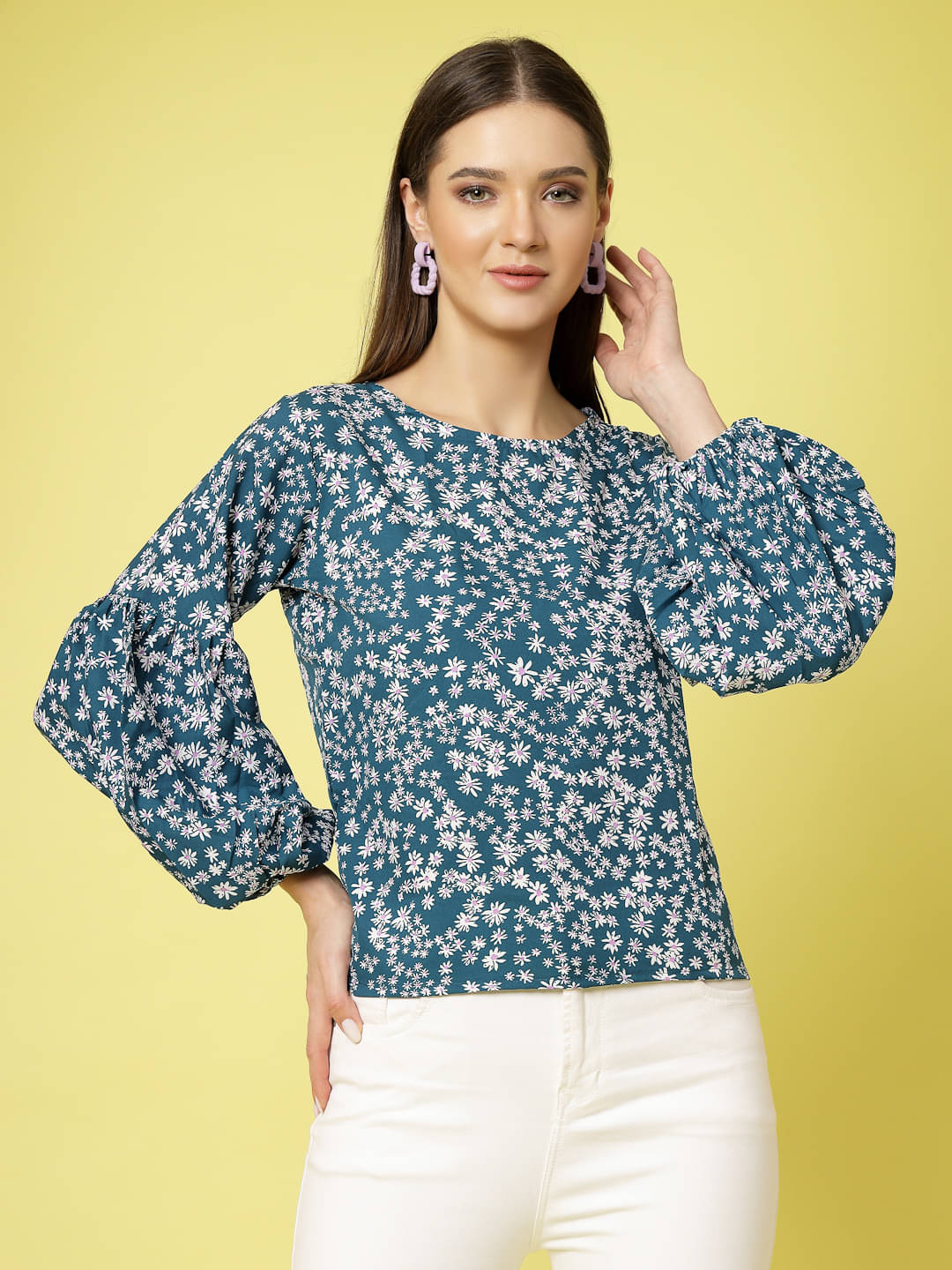 Oomph! Women's Crepe Regular Top ( Blue ) Oomph! Women's Crepe Regular Top ( Blue )