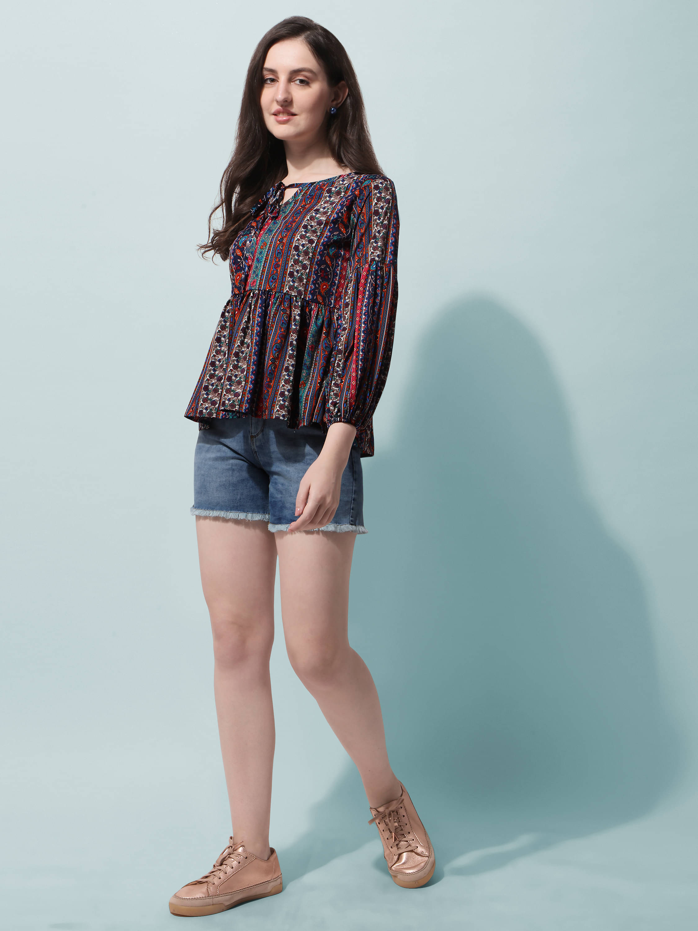Oomph! Women's Crepe Regular Top ( Multicolor ) Oomph! Women's Crepe Regular Top ( Multicolor )